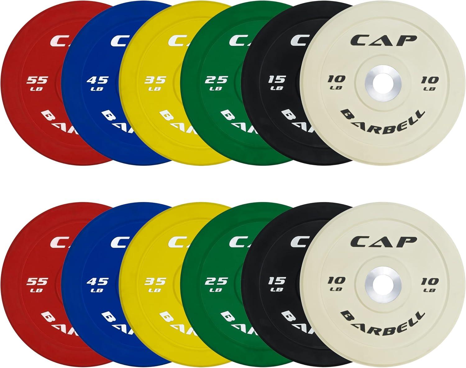 image:imageCAP 2inch Olympic Bumper Plate Weight Set 100370 lbs Multiple Colors Storage Rack OptionalCOMPETITION