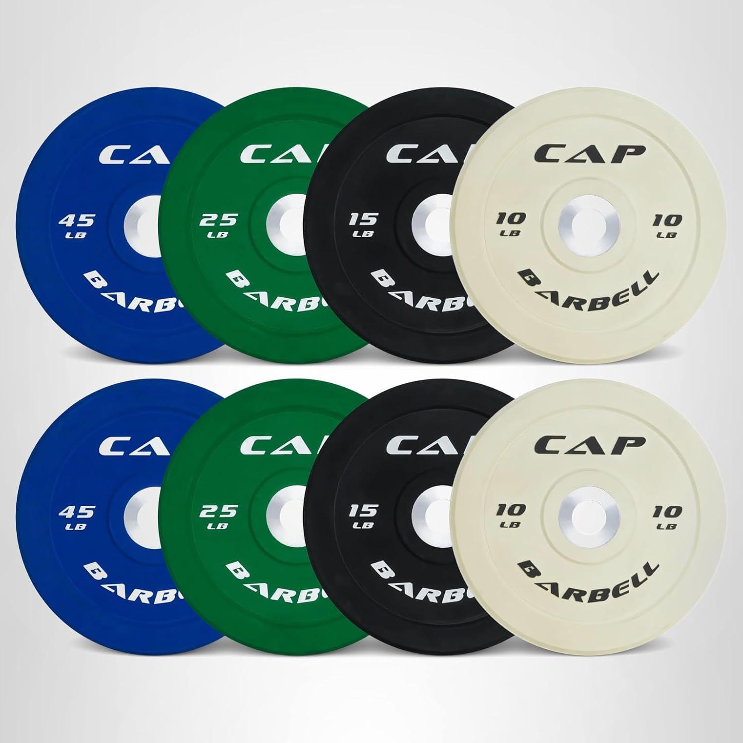 image:imageCAP 2inch Olympic Bumper Plate Weight Set 100370 lbs Multiple Colors Storage Rack OptionalCOMPETITION