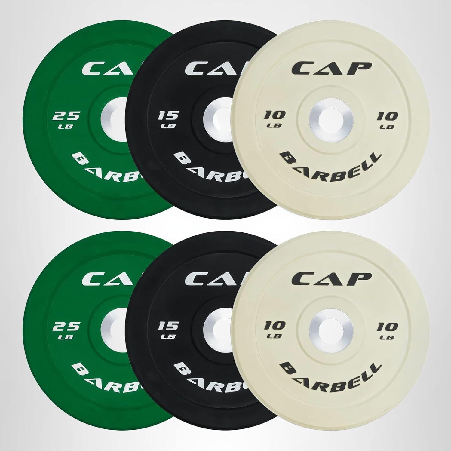 image:imageCAP 2inch Olympic Bumper Plate Weight Set 100370 lbs Multiple Colors Storage Rack OptionalCOMPETITION