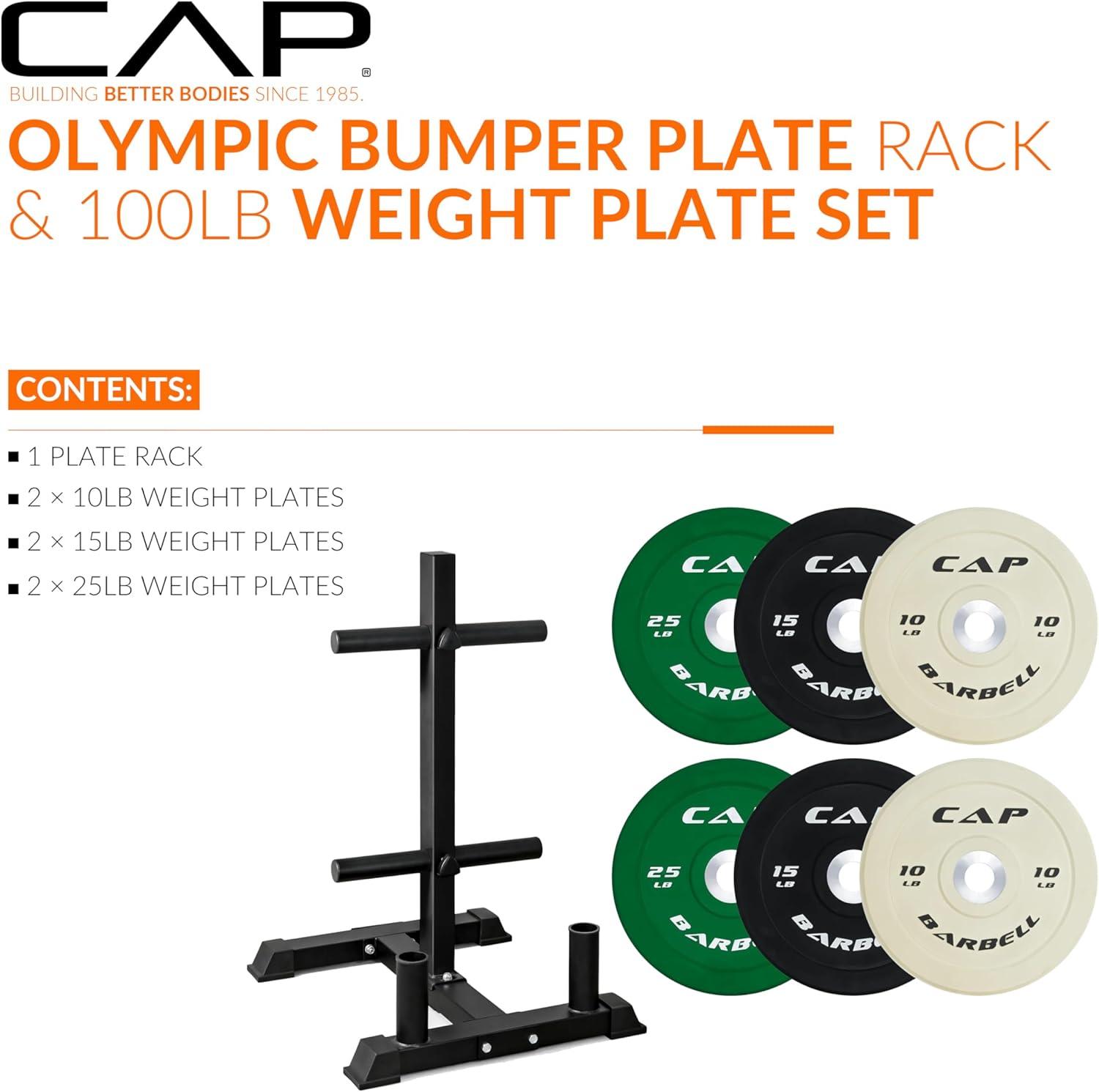 image:imageCAP 2inch Olympic Bumper Plate Weight Set 100370 lbs Multiple Colors Storage Rack OptionalCOMPETITION