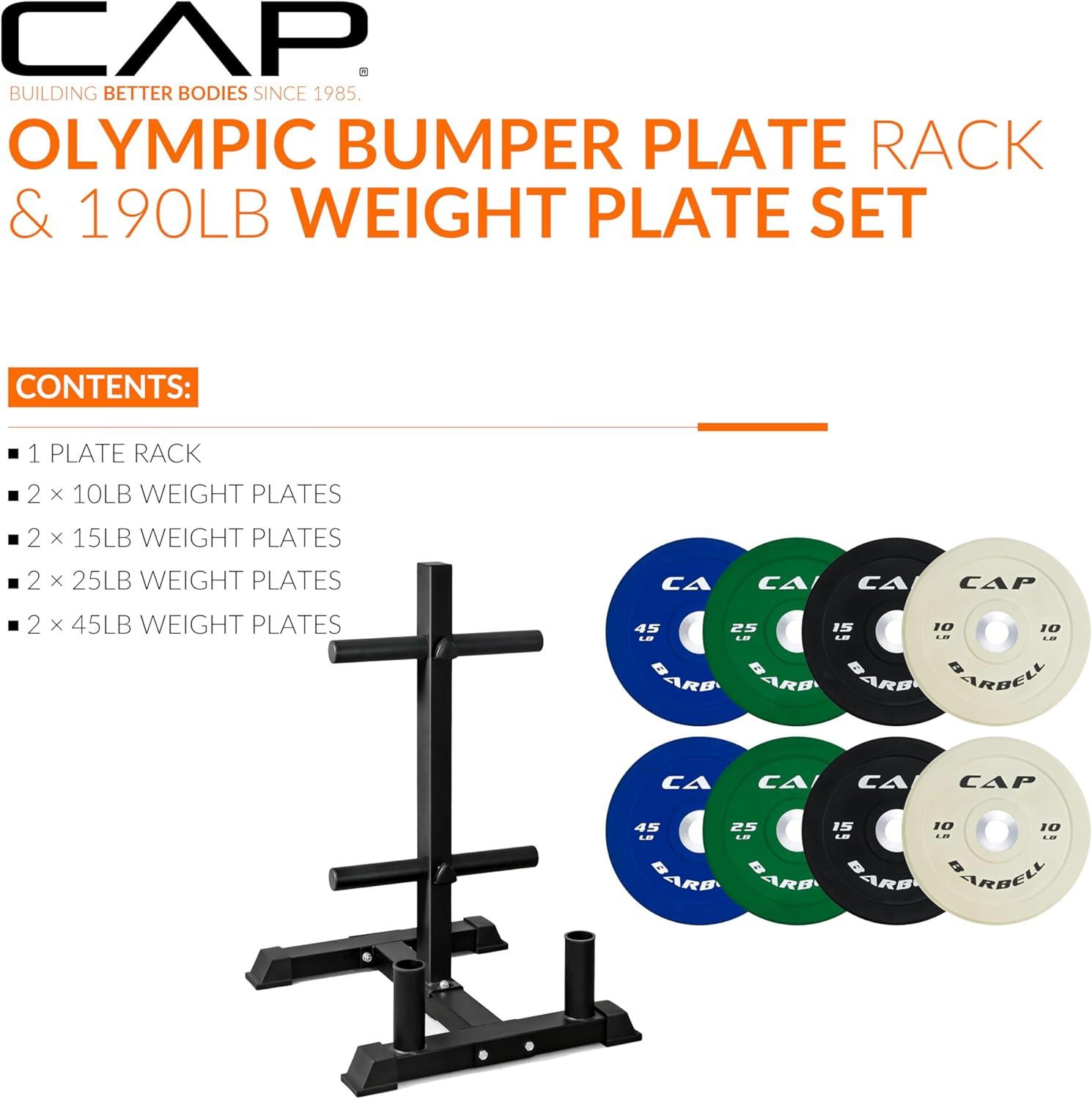image:imageCAP 2inch Olympic Bumper Plate Weight Set 100370 lbs Multiple Colors Storage Rack OptionalCOMPETITION