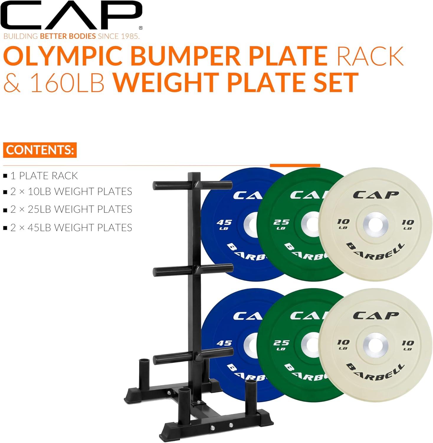image:imageCAP 2inch Olympic Bumper Plate Weight Set 100370 lbs Multiple Colors Storage Rack OptionalCOMPETITION