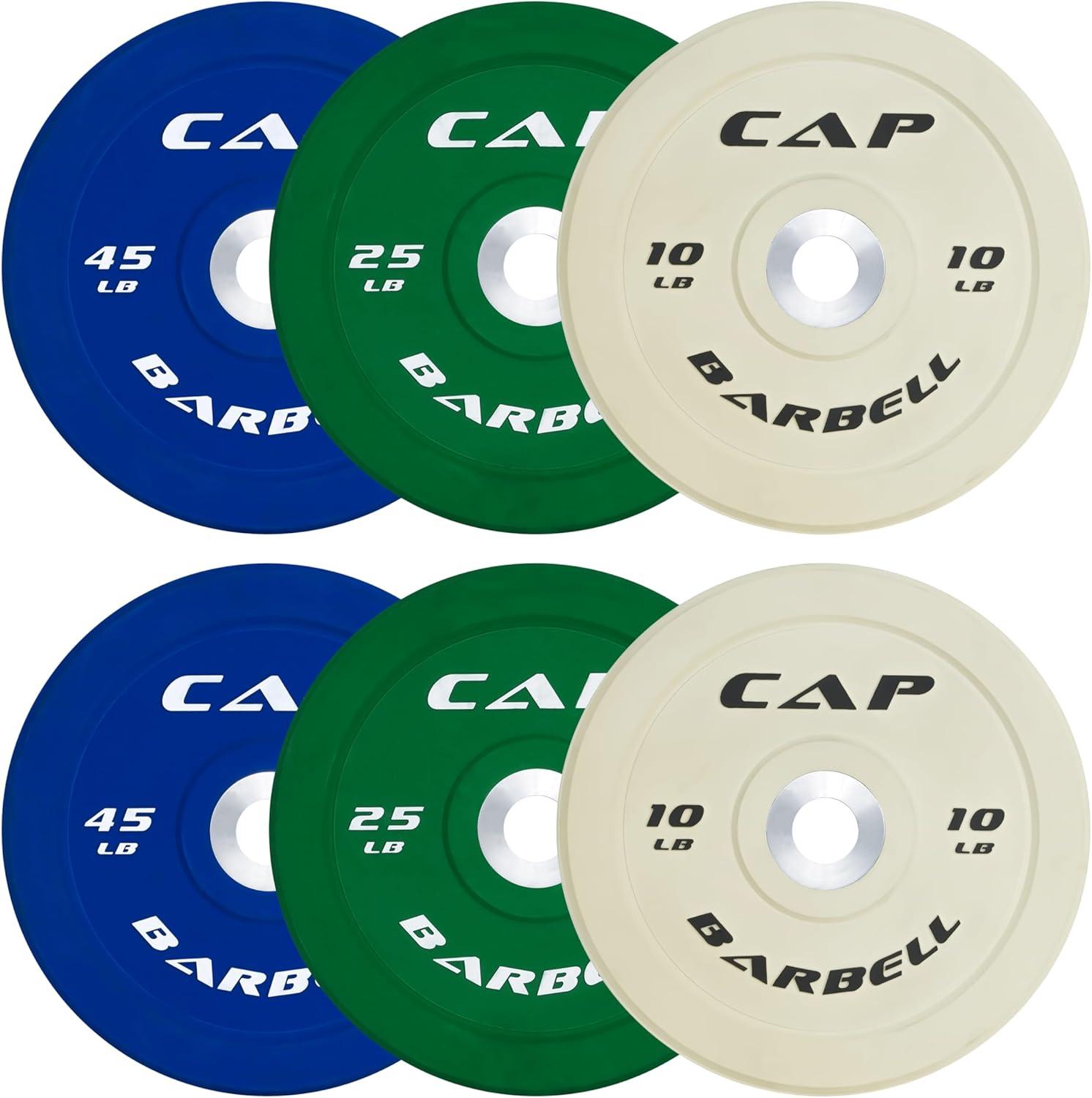 image:imageCAP 2inch Olympic Bumper Plate Weight Set 100370 lbs Multiple Colors Storage Rack OptionalCOMPETITION