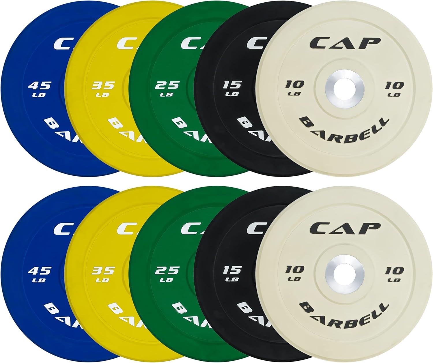 image:imageCAP 2inch Olympic Bumper Plate Weight Set 100370 lbs Multiple Colors Storage Rack OptionalCOMPETITION