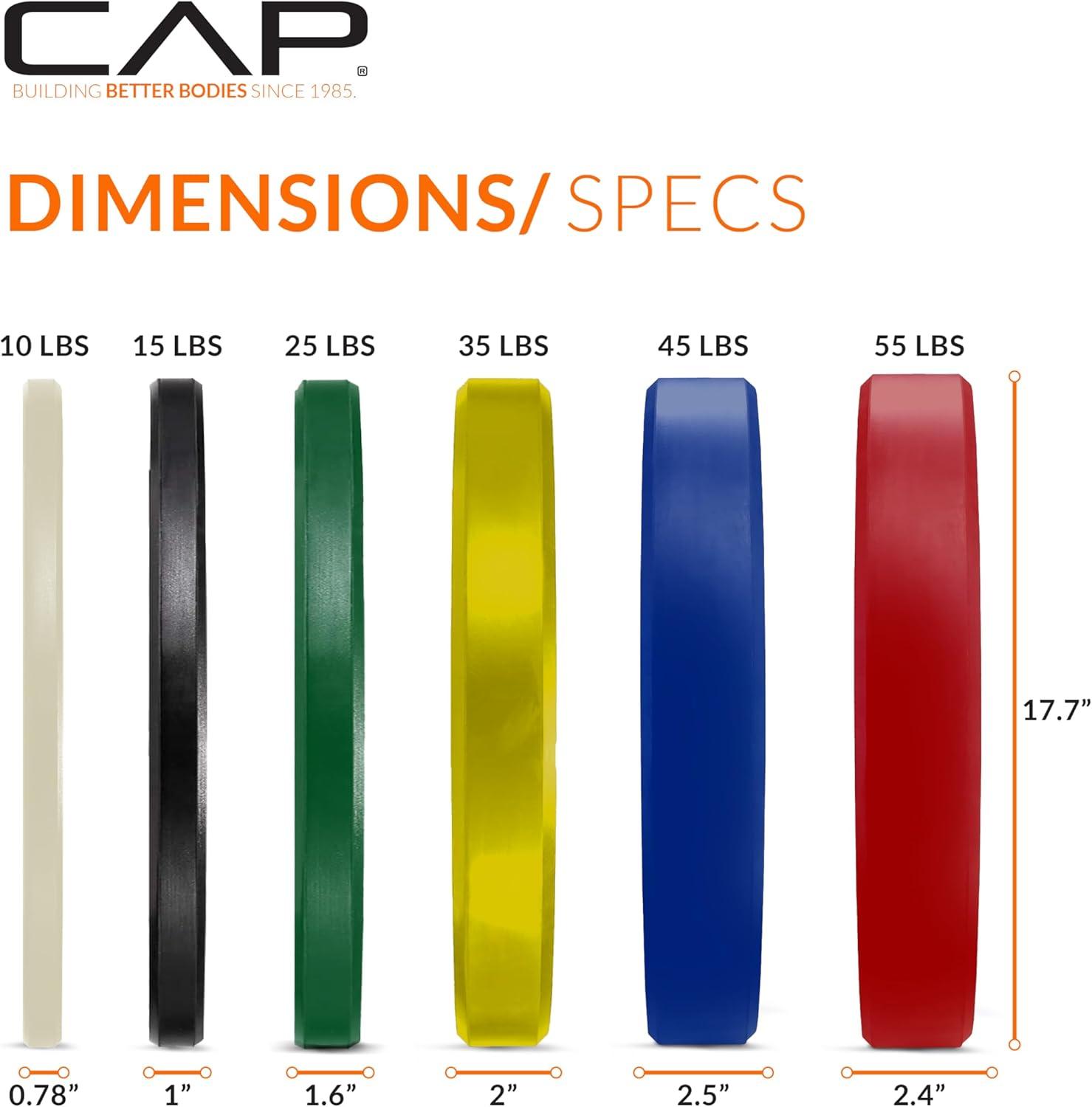 image:imageCAP 2inch Olympic Bumper Plate Weight Set 100370 lbs Multiple Colors Storage Rack OptionalCOMPETITION
