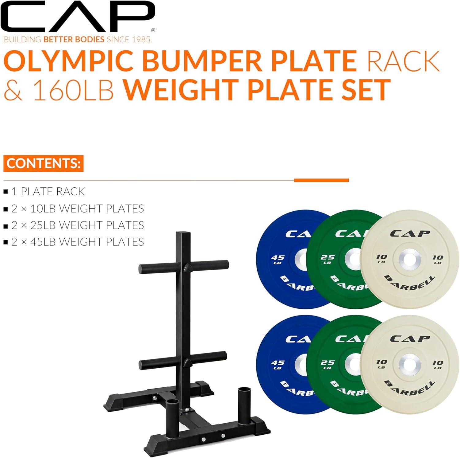image:imageCAP 2inch Olympic Bumper Plate Weight Set 100370 lbs Multiple Colors Storage Rack OptionalCOMPETITION