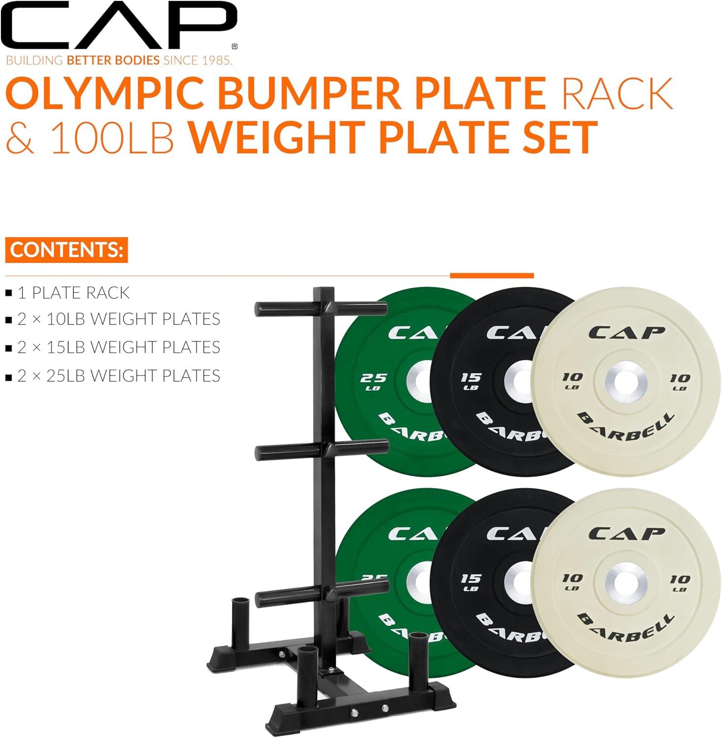 image:imageCAP 2inch Olympic Bumper Plate Weight Set 100370 lbs Multiple Colors Storage Rack OptionalCOMPETITION