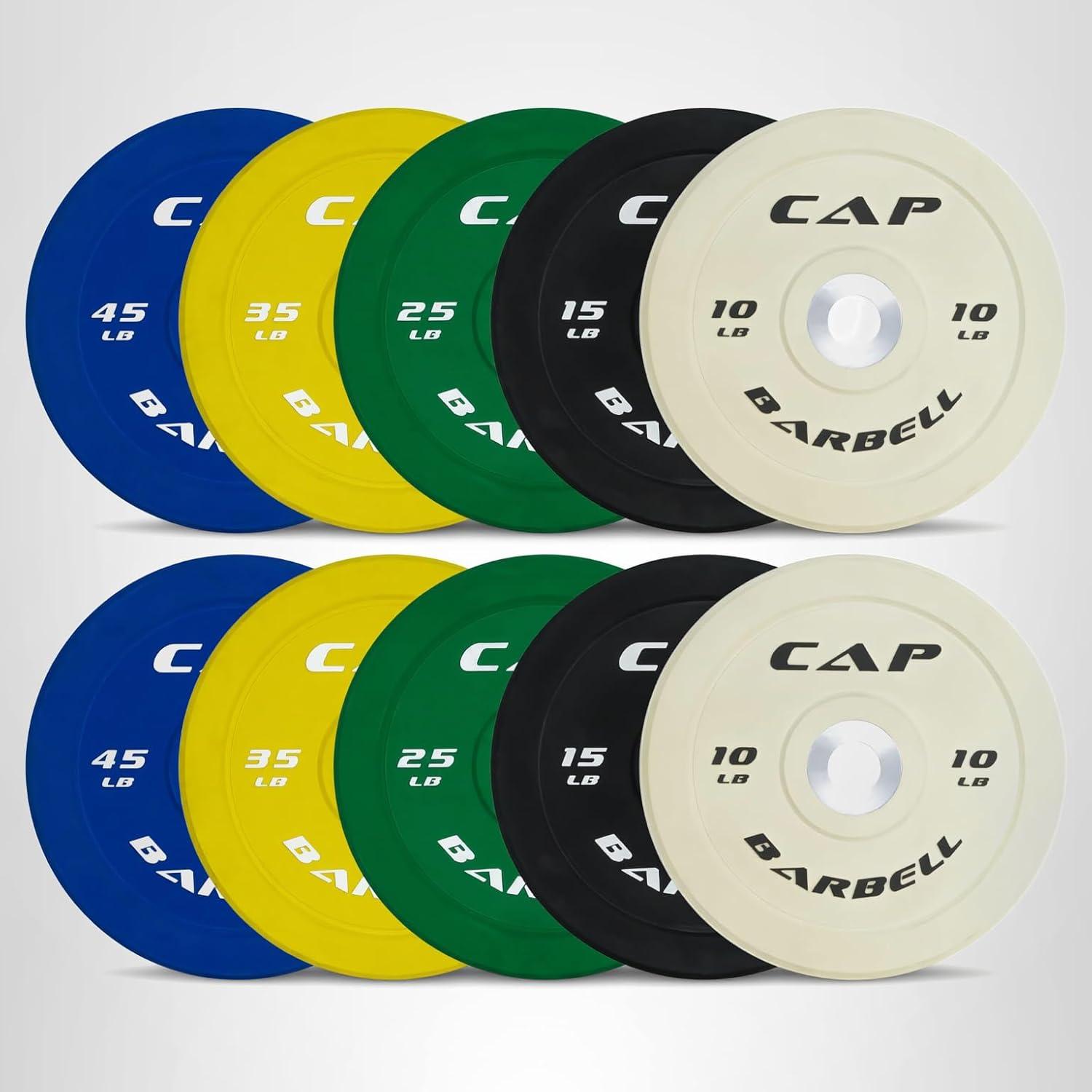 image:imageCAP 2inch Olympic Bumper Plate Weight Set 100370 lbs Multiple Colors Storage Rack OptionalCOMPETITION