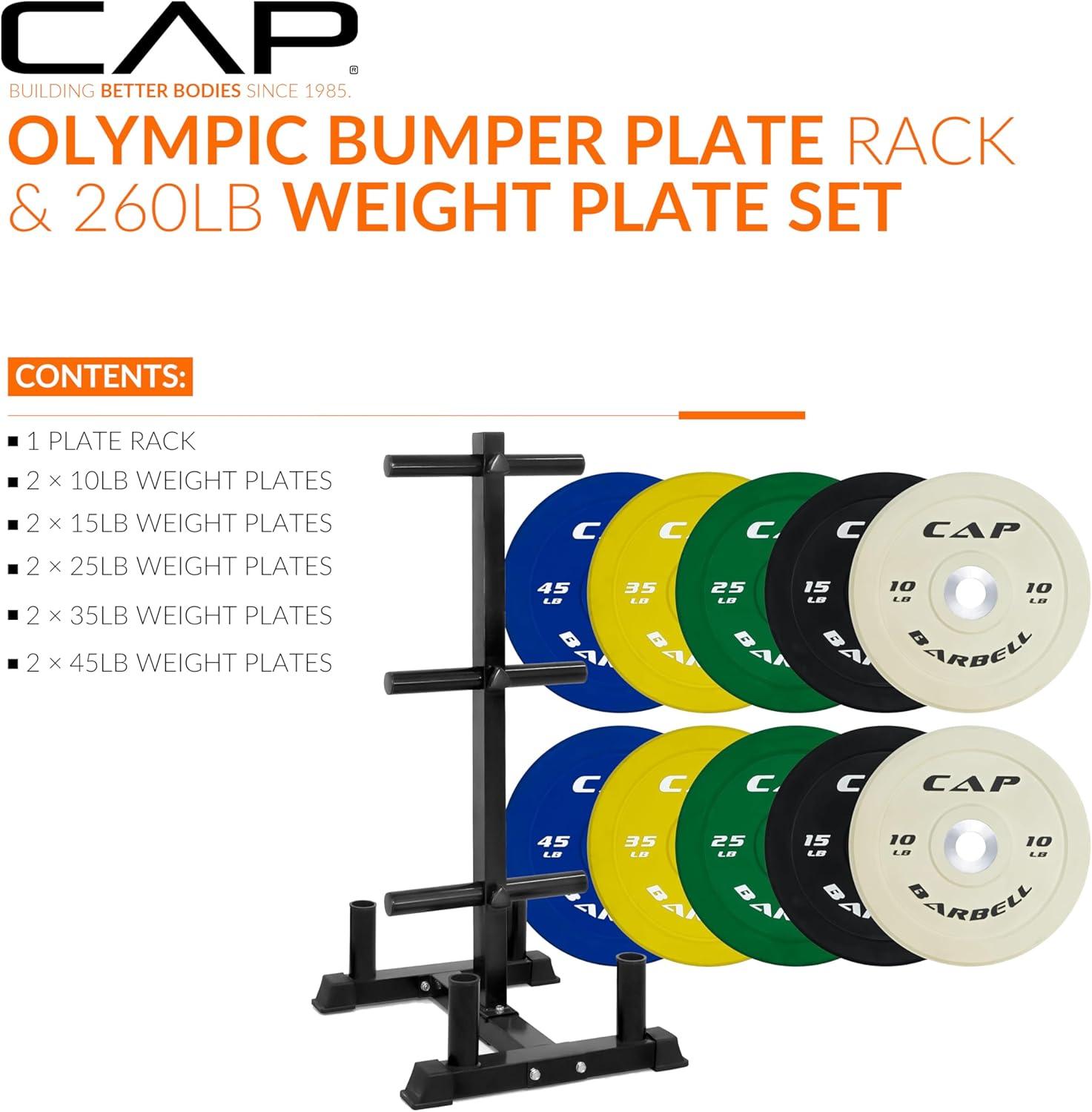 image:imageCAP 2inch Olympic Bumper Plate Weight Set 100370 lbs Multiple Colors Storage Rack OptionalCOMPETITION