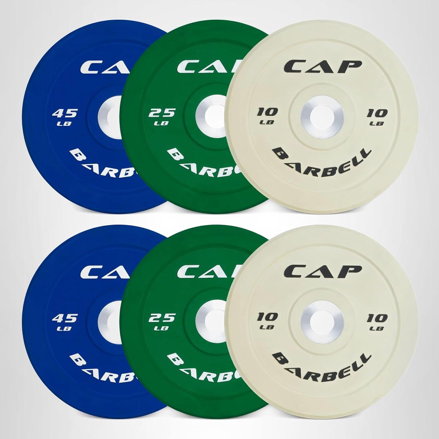 image:imageCAP 2inch Olympic Bumper Plate Weight Set 100370 lbs Multiple Colors Storage Rack OptionalCOMPETITION