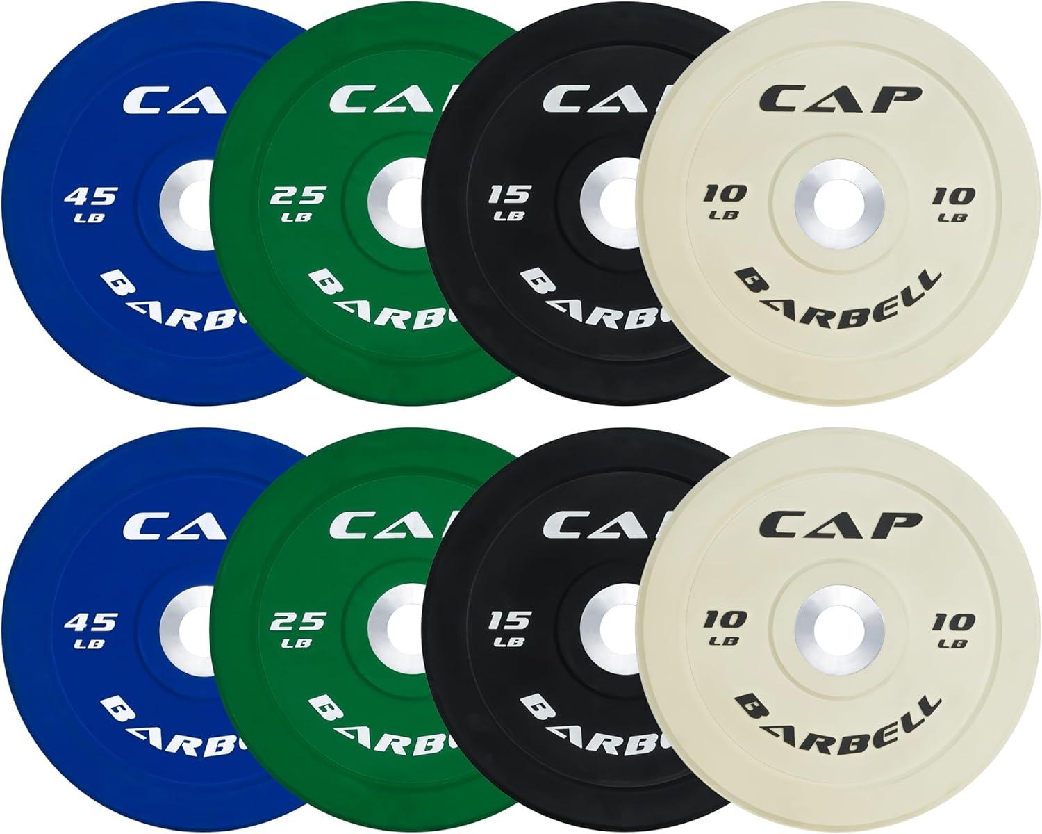 image:imageCAP 2inch Olympic Bumper Plate Weight Set 100370 lbs Multiple Colors Storage Rack OptionalCOMPETITION