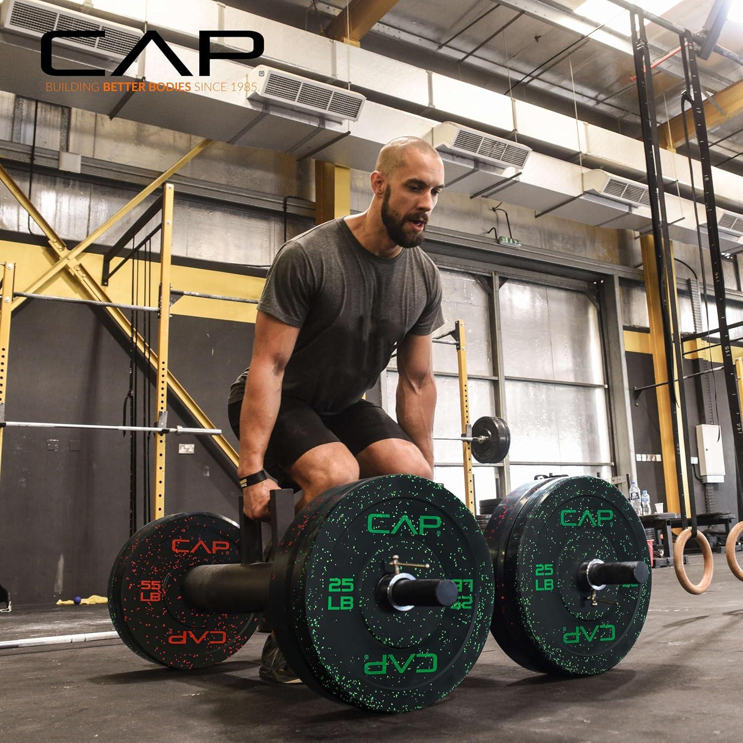 image:imageCAP 2inch Olympic Bumper Plate Weight Set 100370 lbs Multiple Colors Storage Rack OptionalECONOMY SPECKLED