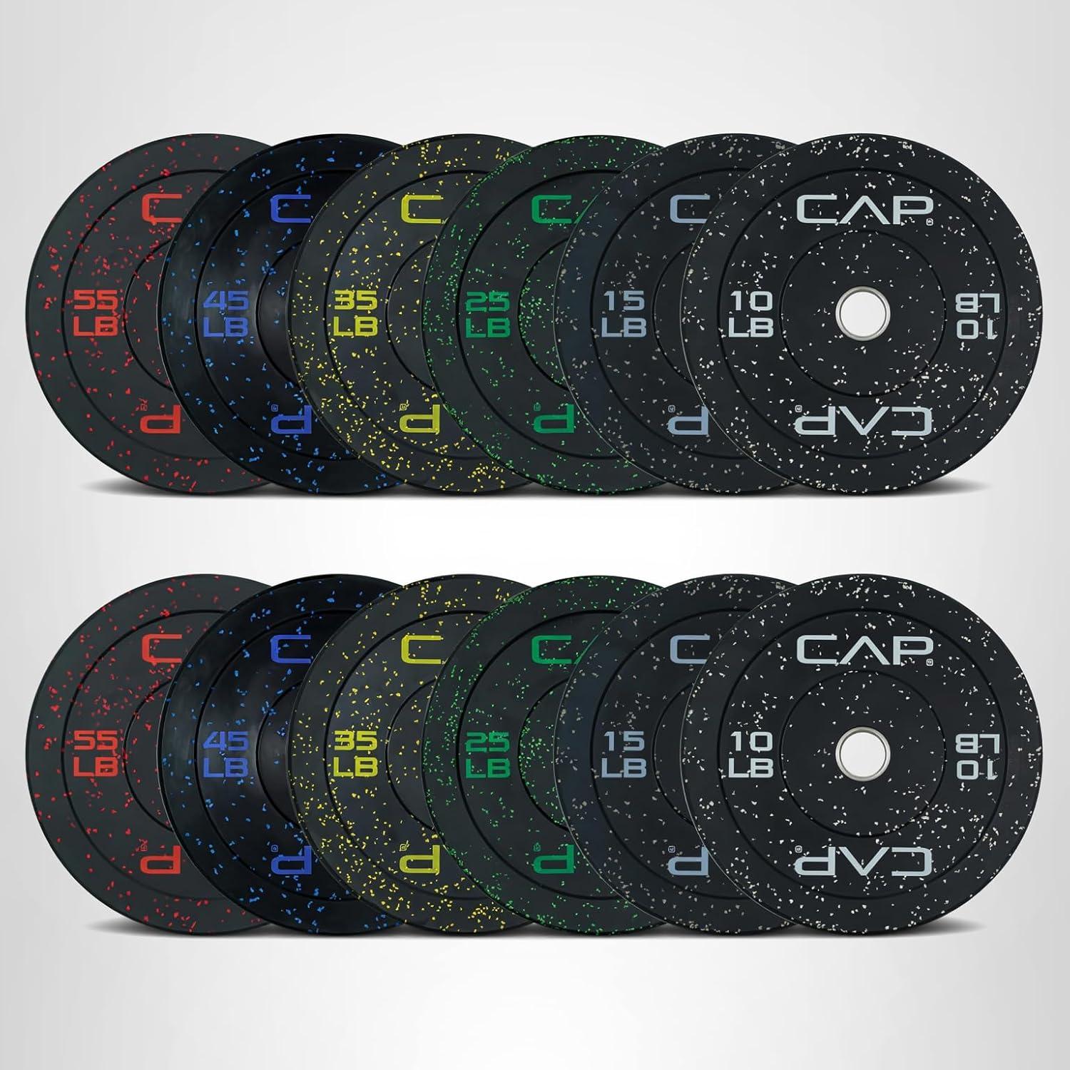 image:imageCAP 2inch Olympic Bumper Plate Weight Set 100370 lbs Multiple Colors Storage Rack OptionalECONOMY SPECKLED