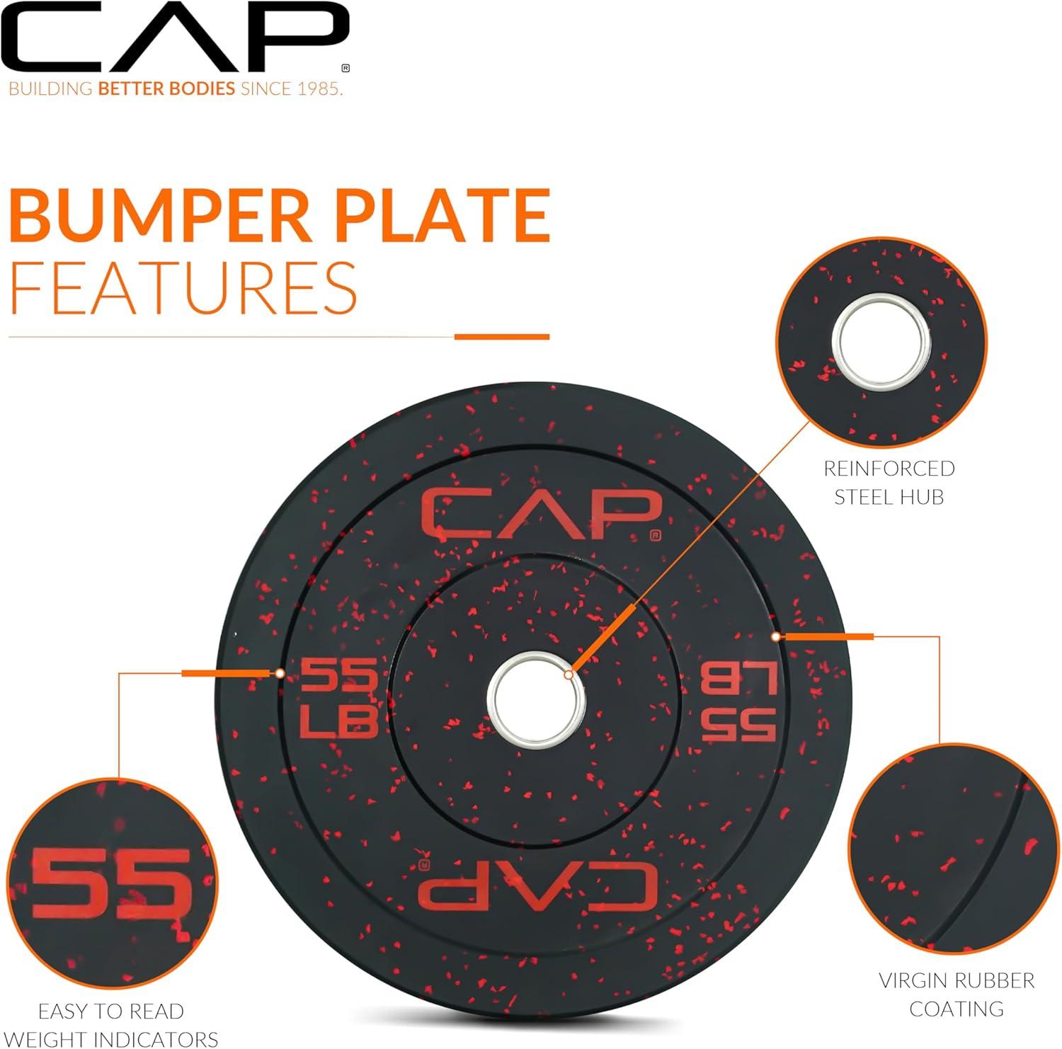 image:imageCAP 2inch Olympic Bumper Plate Weight Set 100370 lbs Multiple Colors Storage Rack OptionalECONOMY SPECKLED