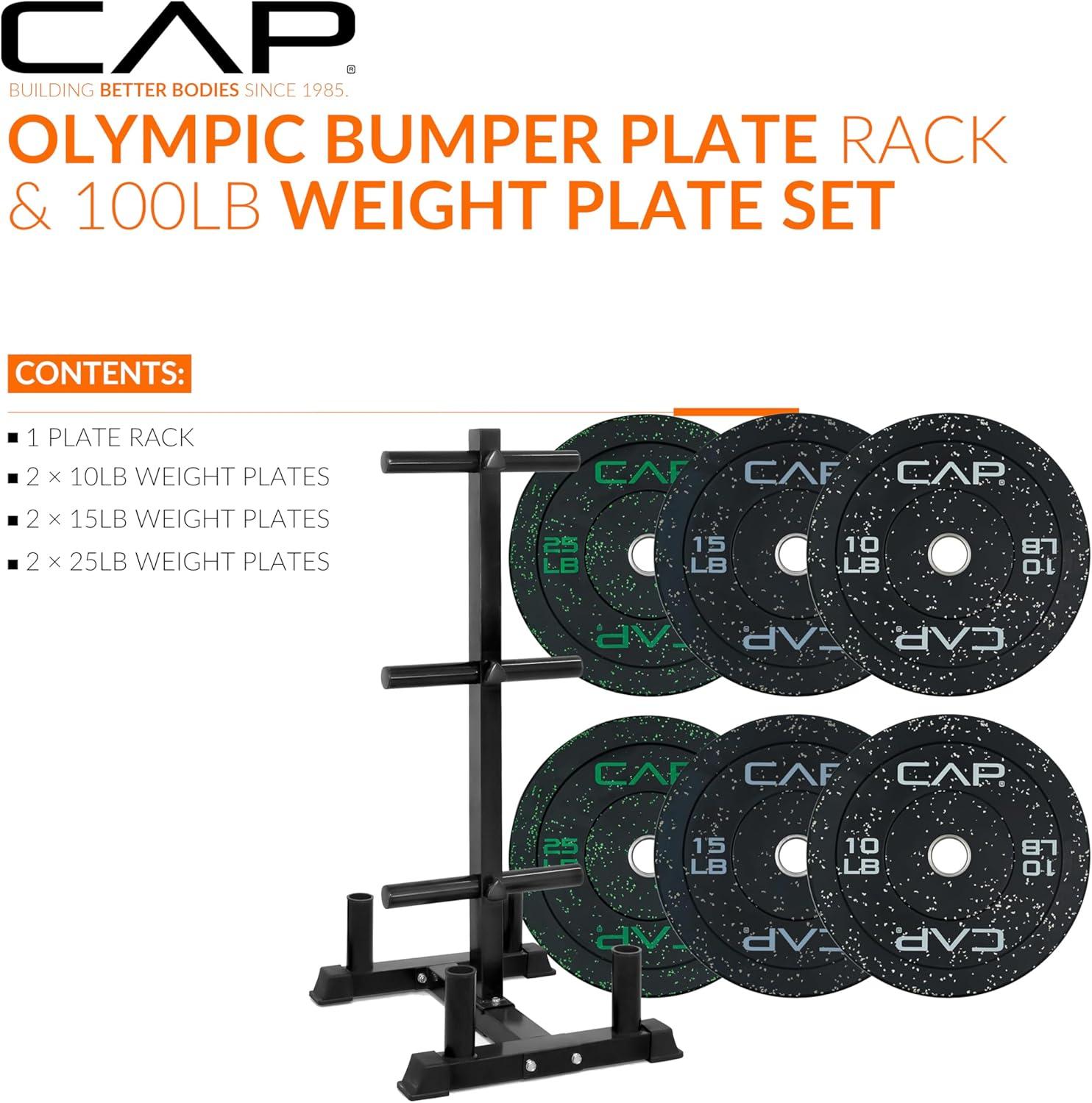 image:imageCAP 2inch Olympic Bumper Plate Weight Set 100370 lbs Multiple Colors Storage Rack OptionalECONOMY SPECKLED
