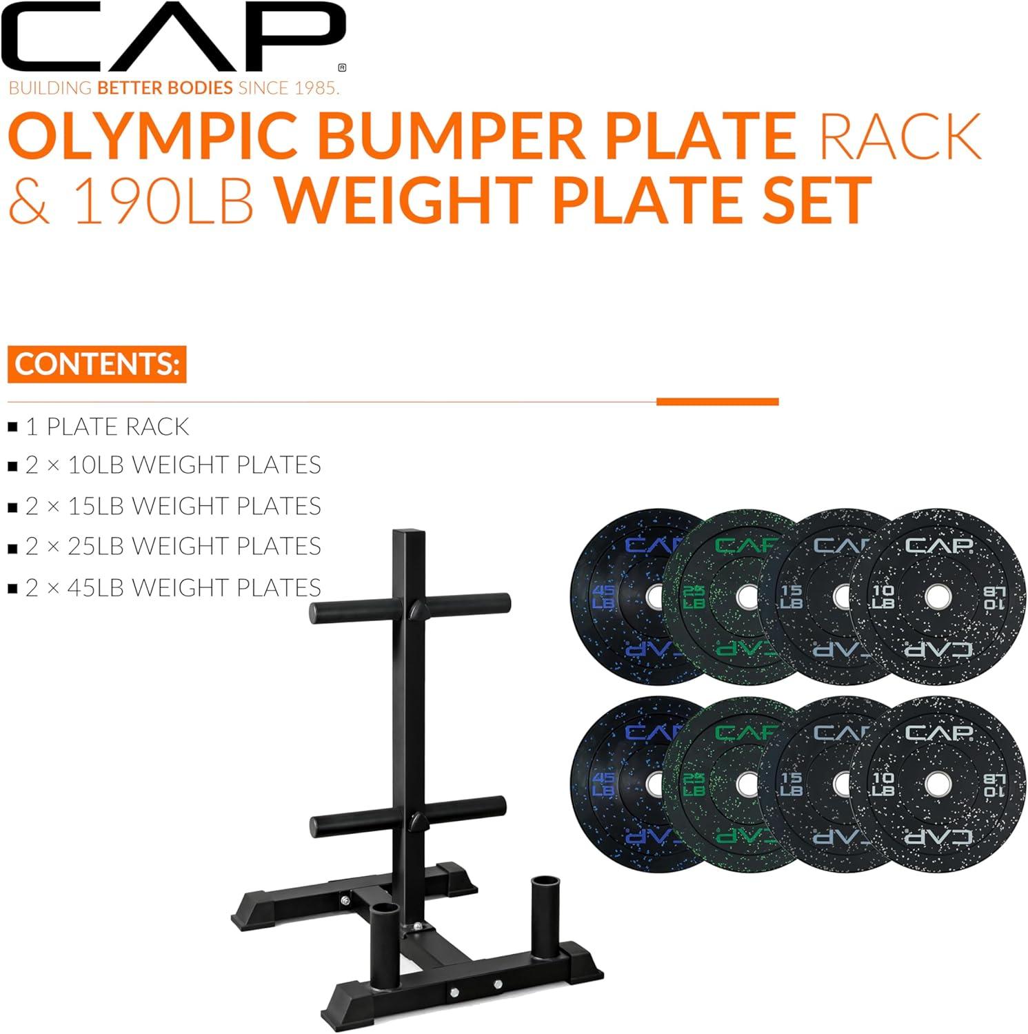 image:imageCAP 2inch Olympic Bumper Plate Weight Set 100370 lbs Multiple Colors Storage Rack OptionalECONOMY SPECKLED
