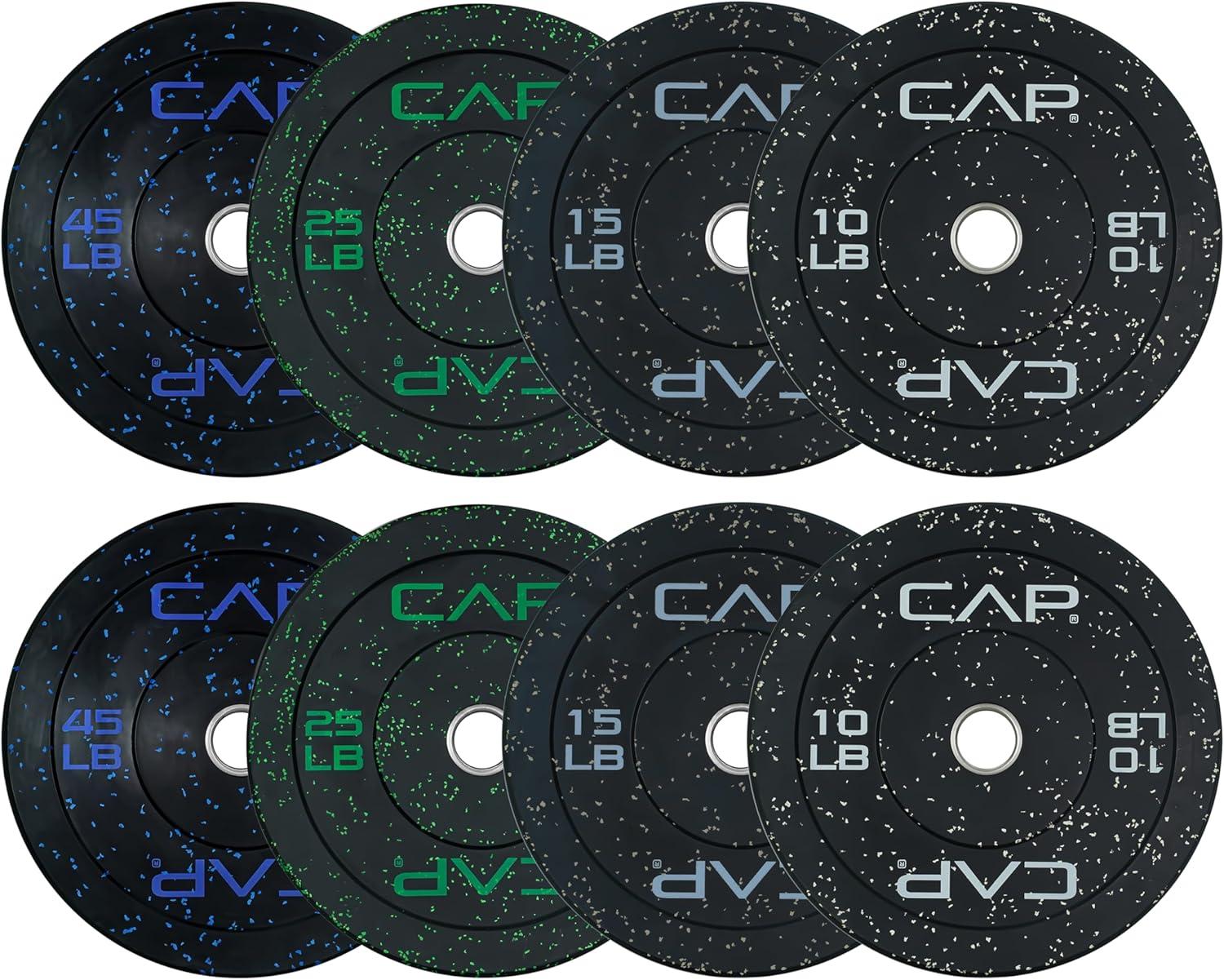 image:imageCAP 2inch Olympic Bumper Plate Weight Set 100370 lbs Multiple Colors Storage Rack OptionalECONOMY SPECKLED