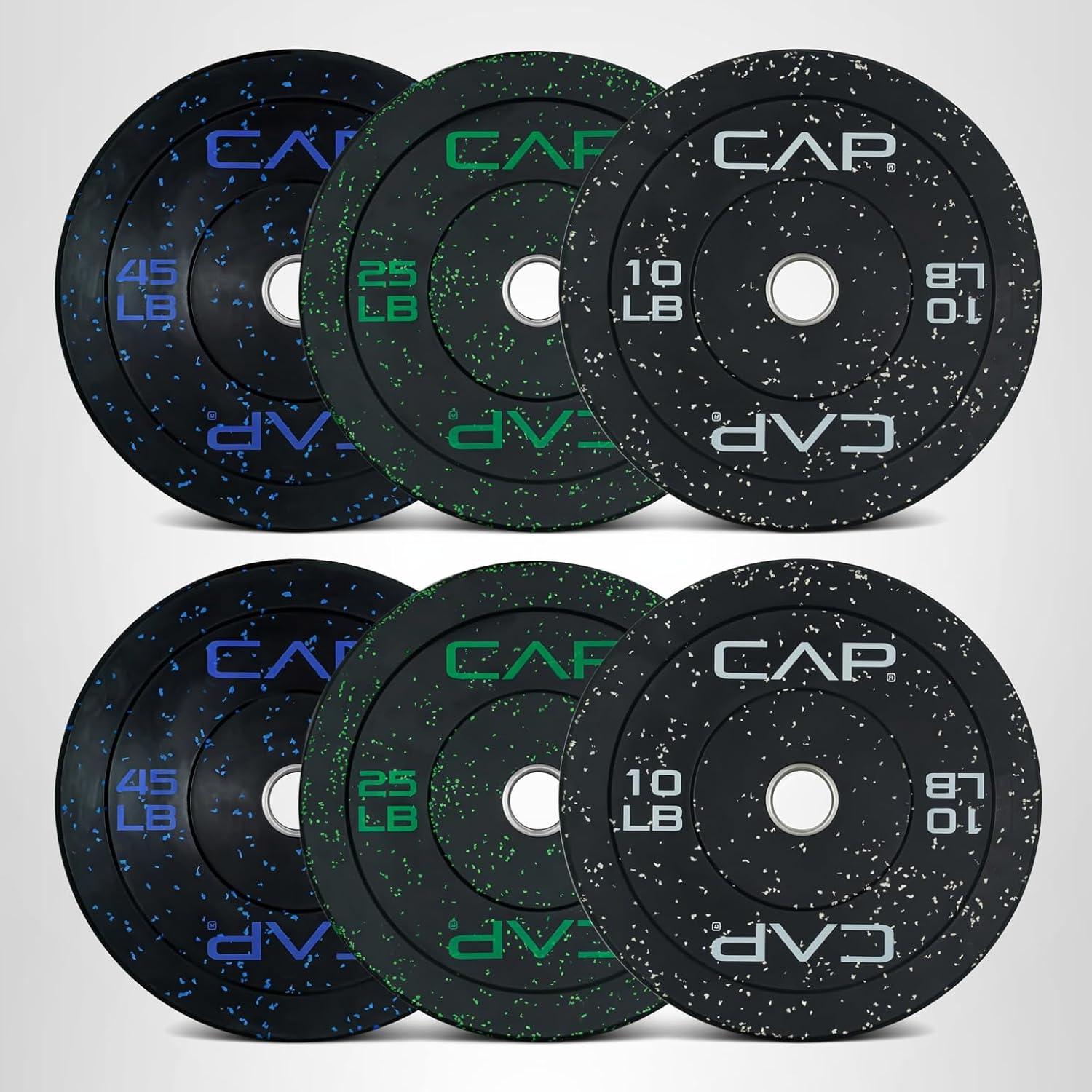 image:imageCAP 2inch Olympic Bumper Plate Weight Set 100370 lbs Multiple Colors Storage Rack OptionalECONOMY SPECKLED