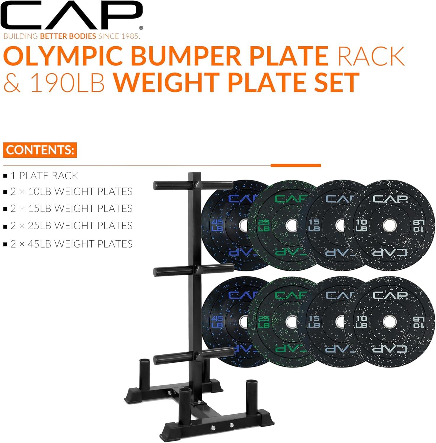 image:imageCAP 2inch Olympic Bumper Plate Weight Set 100370 lbs Multiple Colors Storage Rack OptionalECONOMY SPECKLED