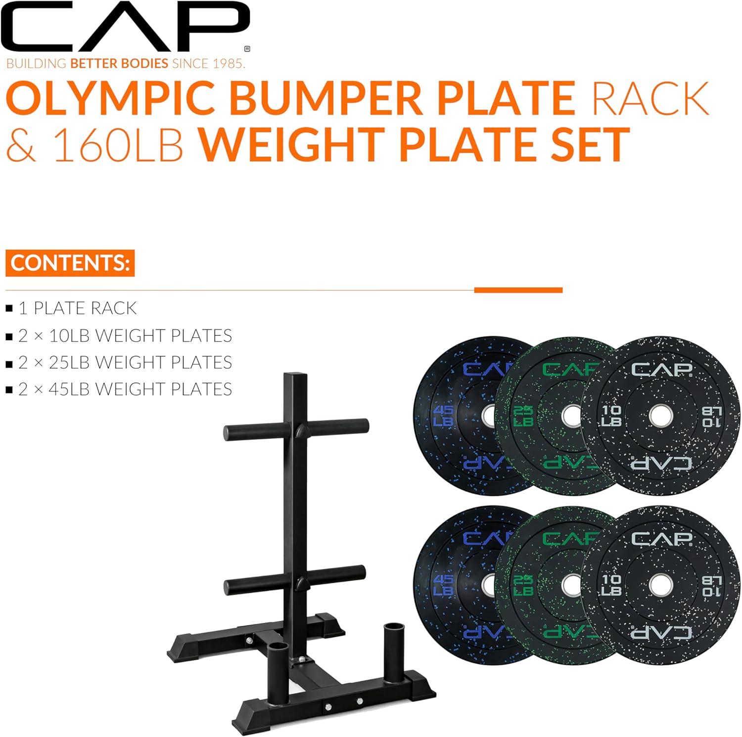 image:imageCAP 2inch Olympic Bumper Plate Weight Set 100370 lbs Multiple Colors Storage Rack OptionalECONOMY SPECKLED