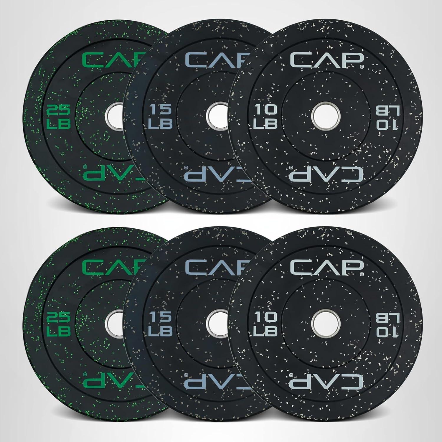 image:imageCAP 2inch Olympic Bumper Plate Weight Set 100370 lbs Multiple Colors Storage Rack OptionalECONOMY SPECKLED