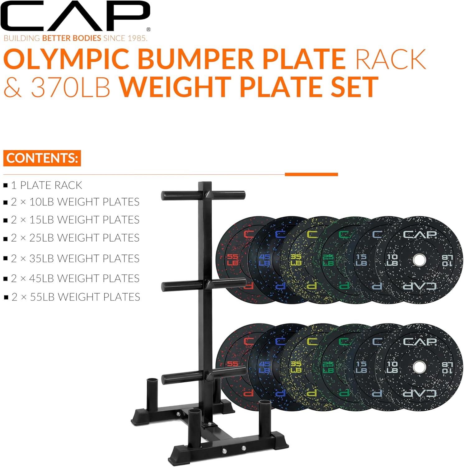 image:imageCAP 2inch Olympic Bumper Plate Weight Set 100370 lbs Multiple Colors Storage Rack OptionalECONOMY SPECKLED