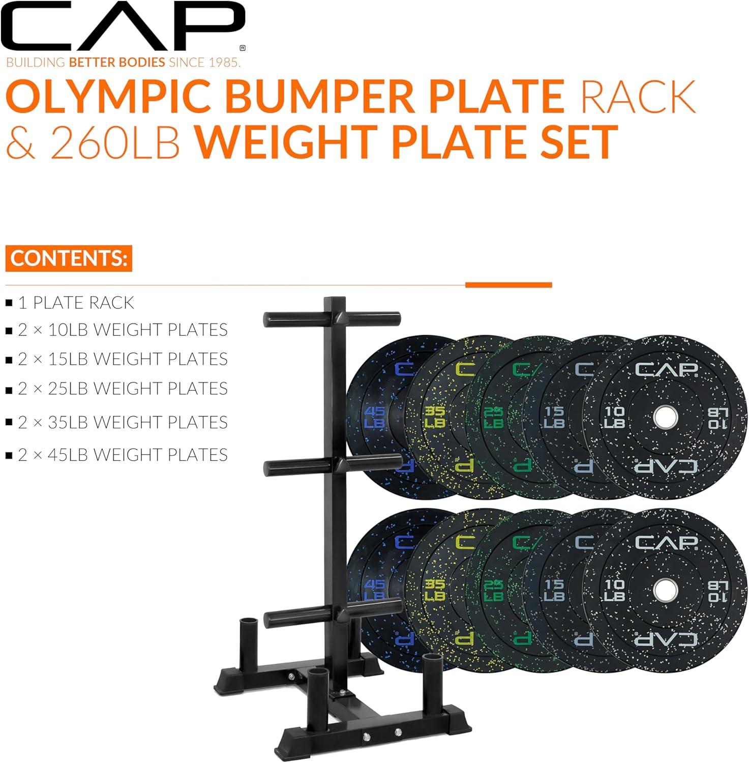 image:imageCAP 2inch Olympic Bumper Plate Weight Set 100370 lbs Multiple Colors Storage Rack OptionalECONOMY SPECKLED