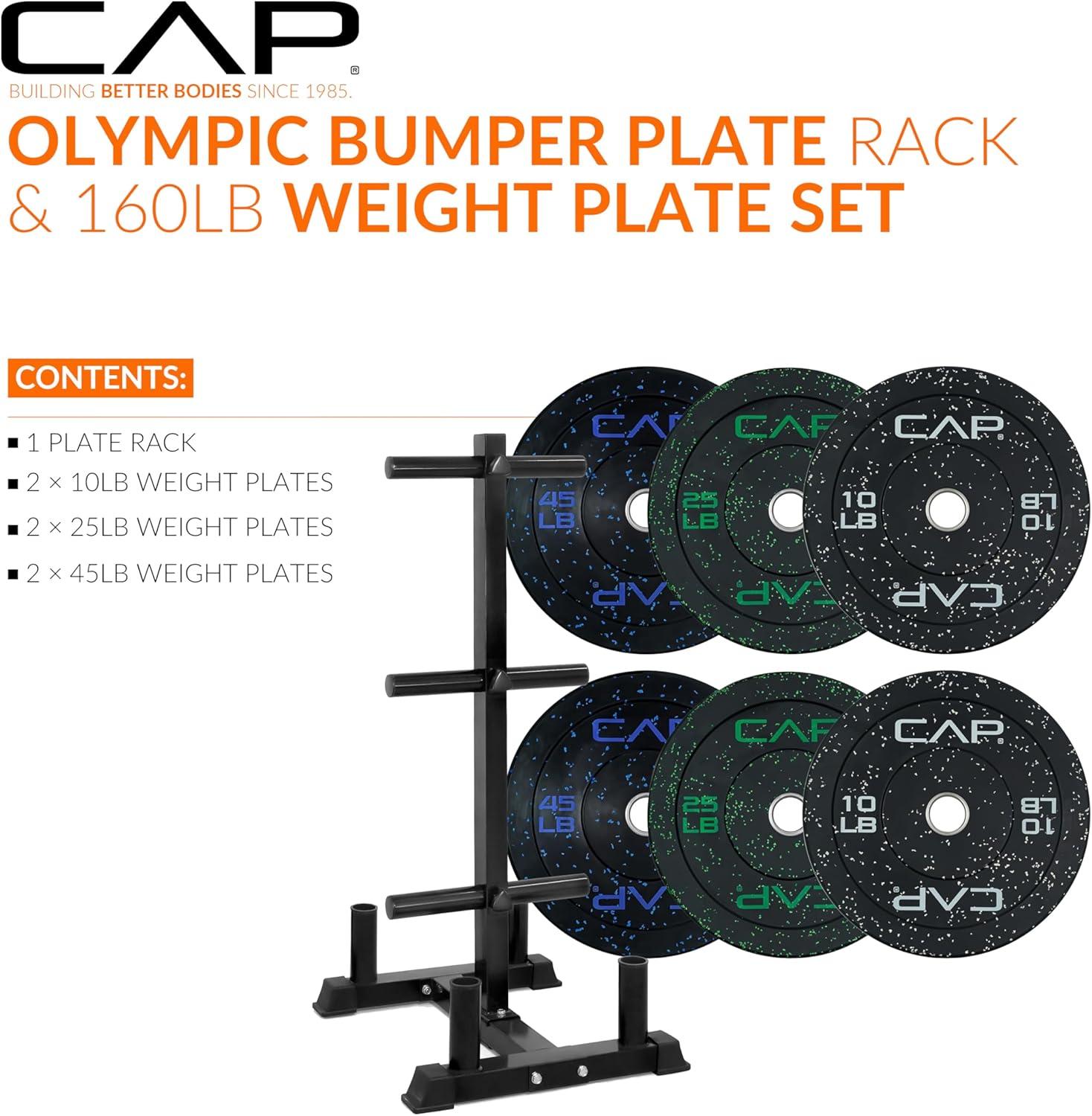 image:imageCAP 2inch Olympic Bumper Plate Weight Set 100370 lbs Multiple Colors Storage Rack OptionalECONOMY SPECKLED