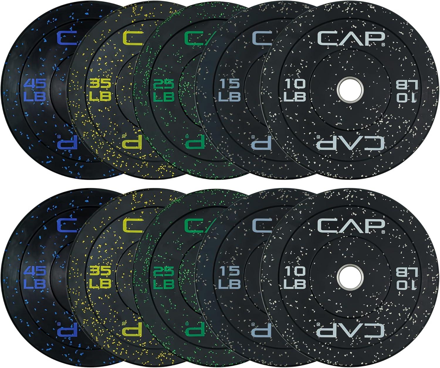 image:imageCAP 2inch Olympic Bumper Plate Weight Set 100370 lbs Multiple Colors Storage Rack OptionalECONOMY SPECKLED
