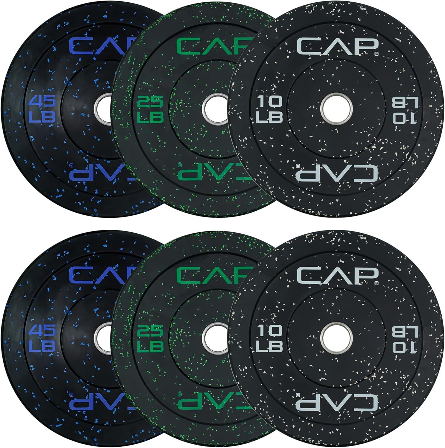 image:imageCAP 2inch Olympic Bumper Plate Weight Set 100370 lbs Multiple Colors Storage Rack OptionalECONOMY SPECKLED
