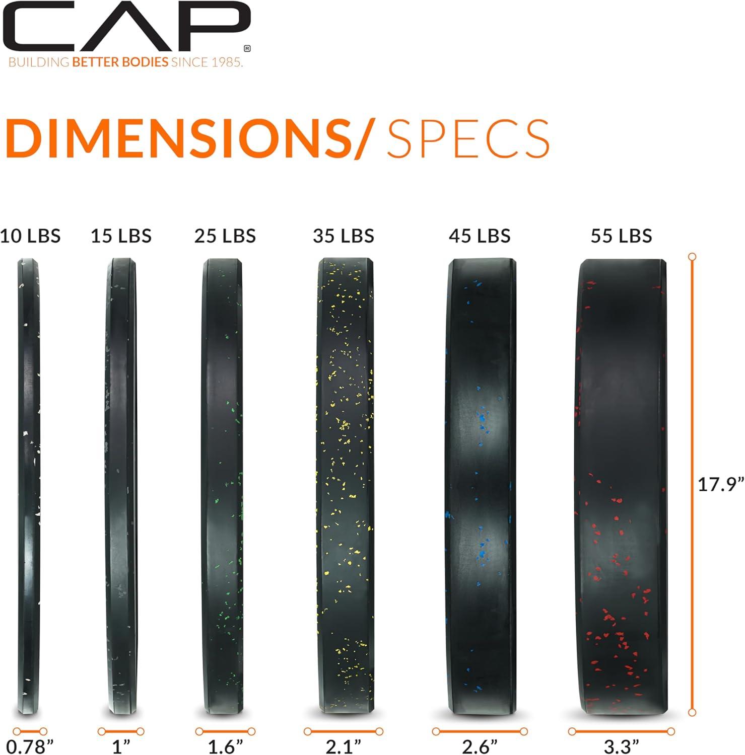 image:imageCAP 2inch Olympic Bumper Plate Weight Set 100370 lbs Multiple Colors Storage Rack OptionalECONOMY SPECKLED