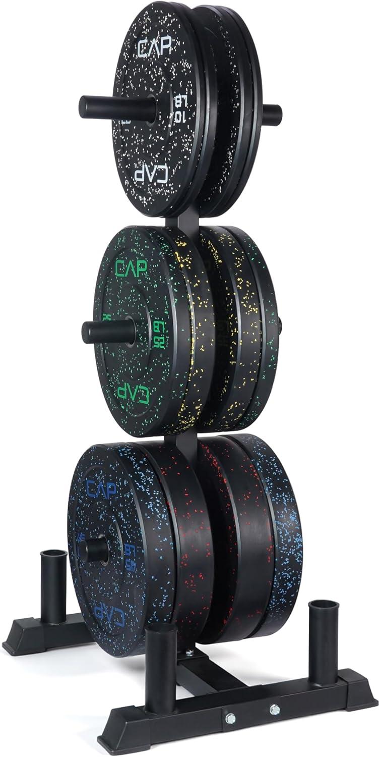 image:imageCAP 2inch Olympic Bumper Plate Weight Set 100370 lbs Multiple Colors Storage Rack OptionalECONOMY SPECKLED