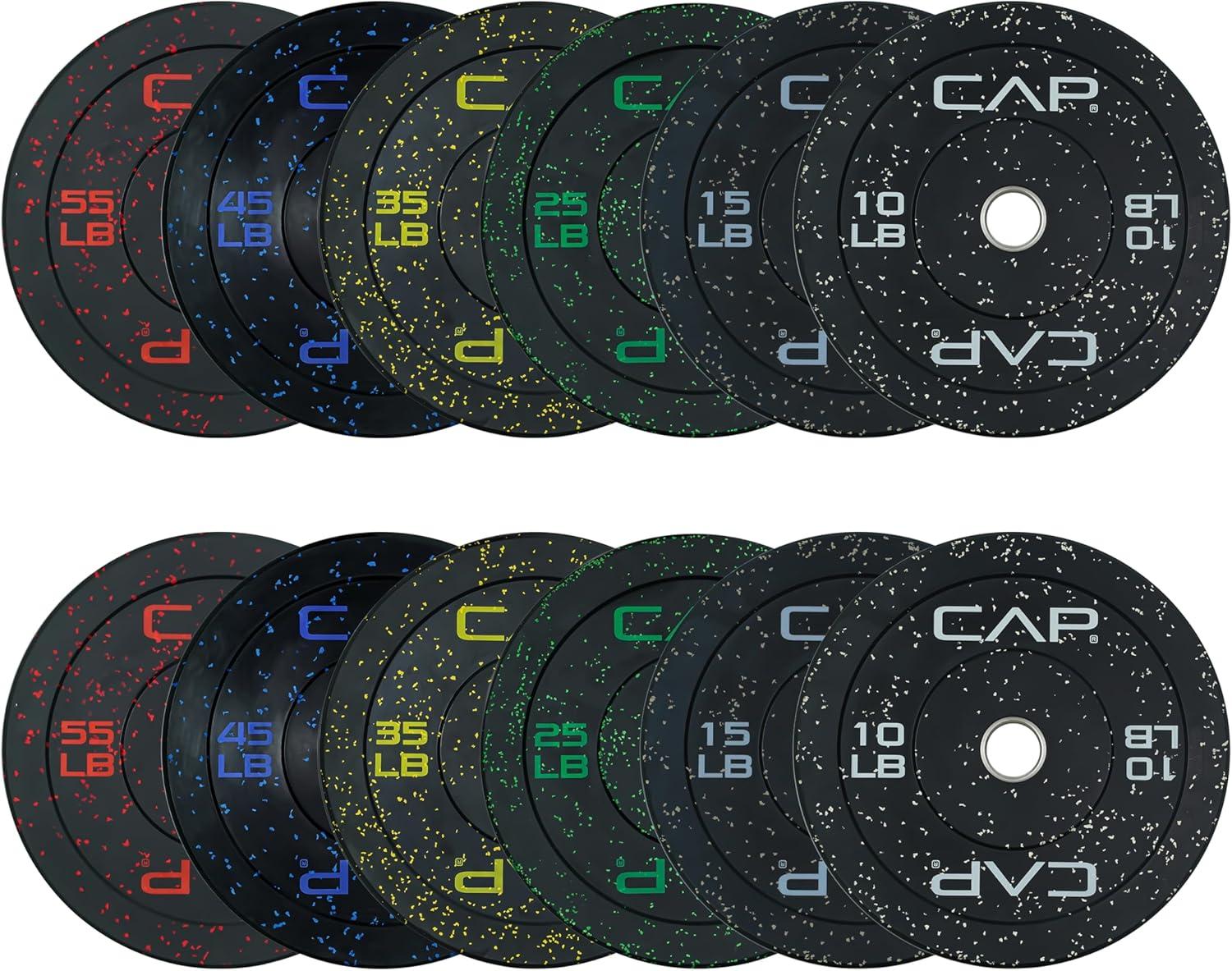 image:imageCAP 2inch Olympic Bumper Plate Weight Set 100370 lbs Multiple Colors Storage Rack OptionalECONOMY SPECKLED