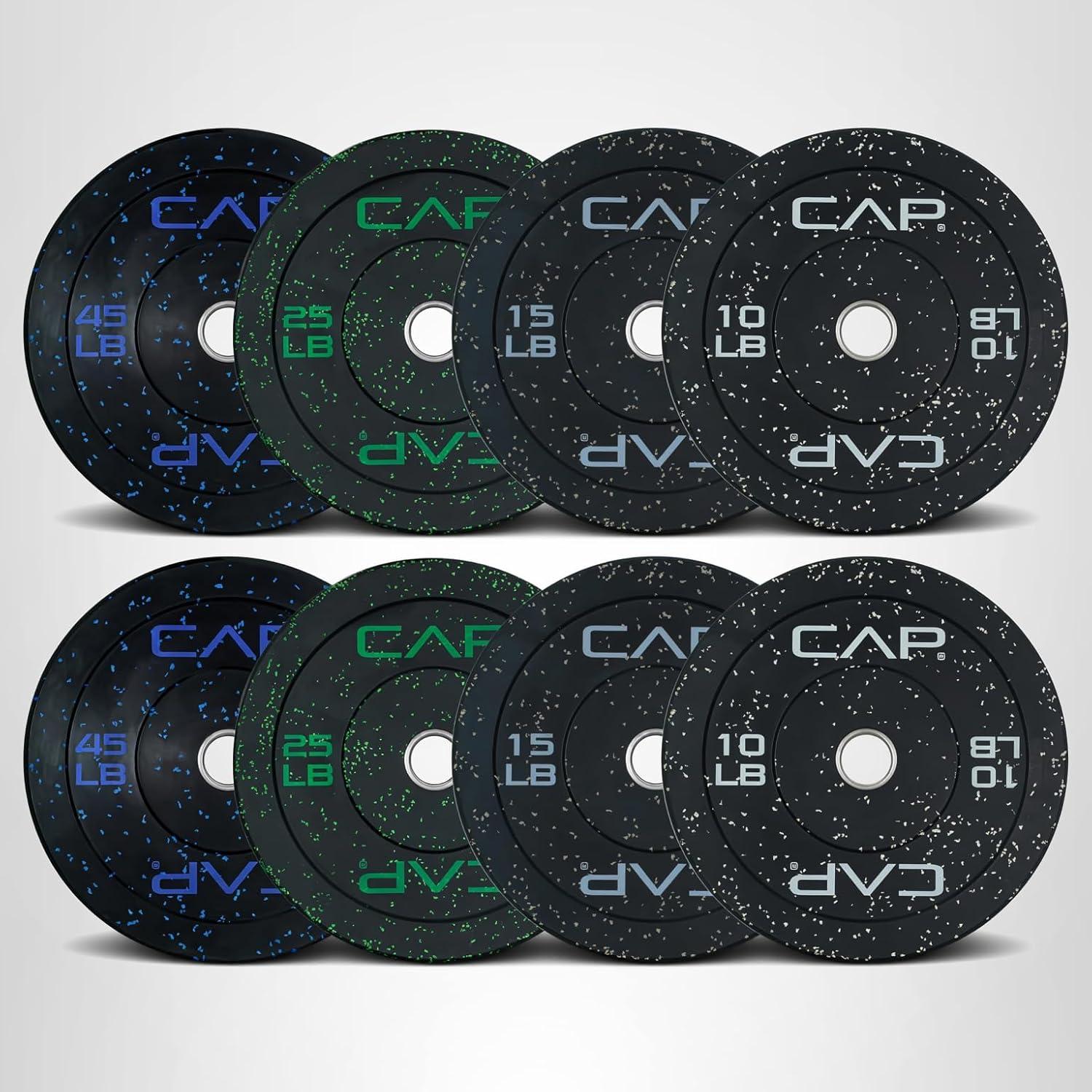 image:imageCAP 2inch Olympic Bumper Plate Weight Set 100370 lbs Multiple Colors Storage Rack OptionalECONOMY SPECKLED