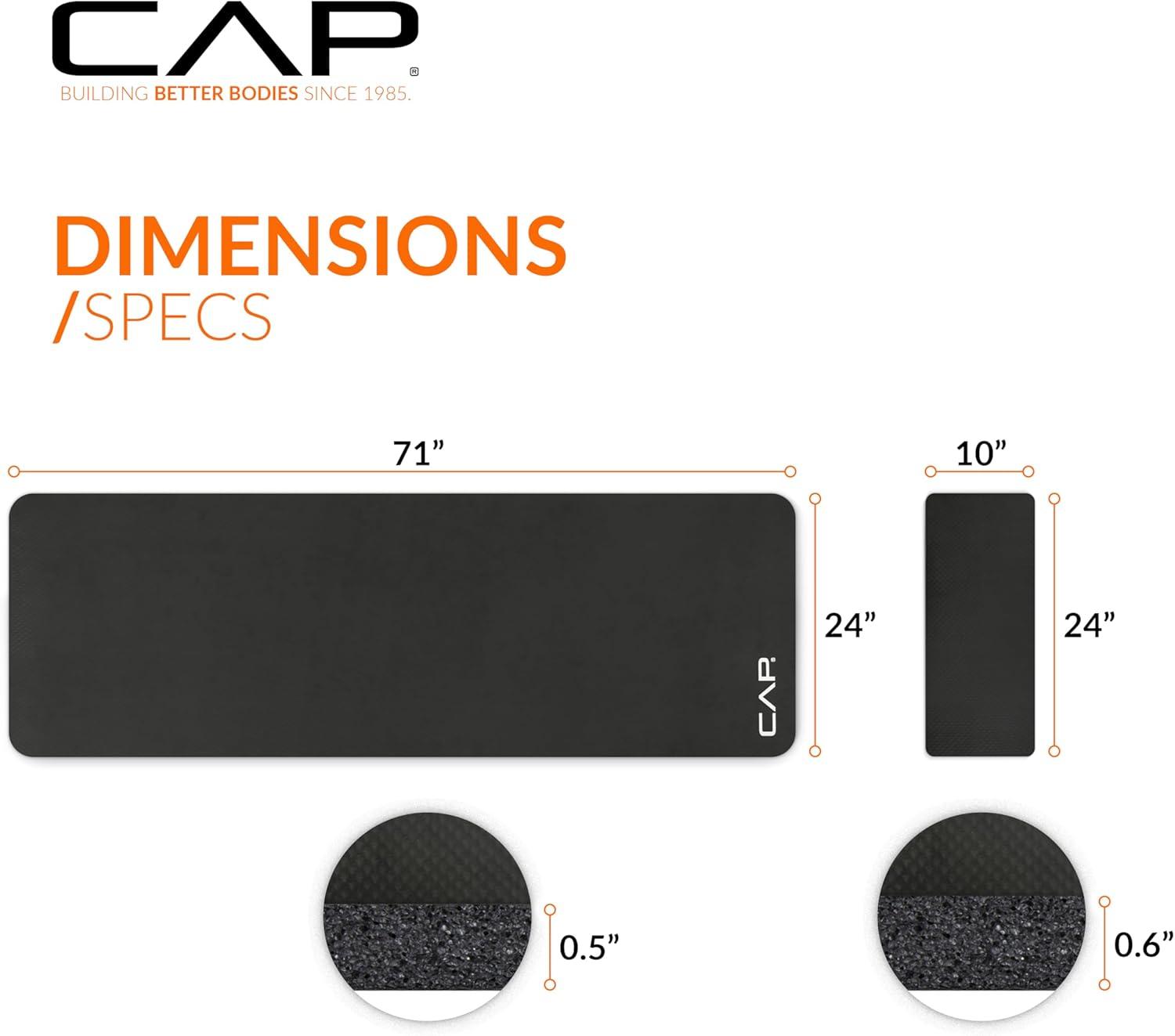image:imageCAP Barbell 12Inch High Density Exercise Yoga Mat with Strap Multiple OptionsBlack