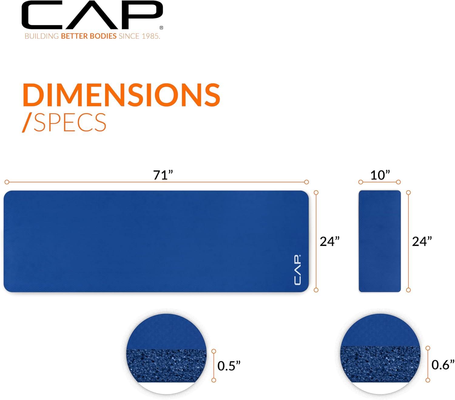 image:imageCAP Barbell 12Inch High Density Exercise Yoga Mat with Strap Multiple OptionsBlue