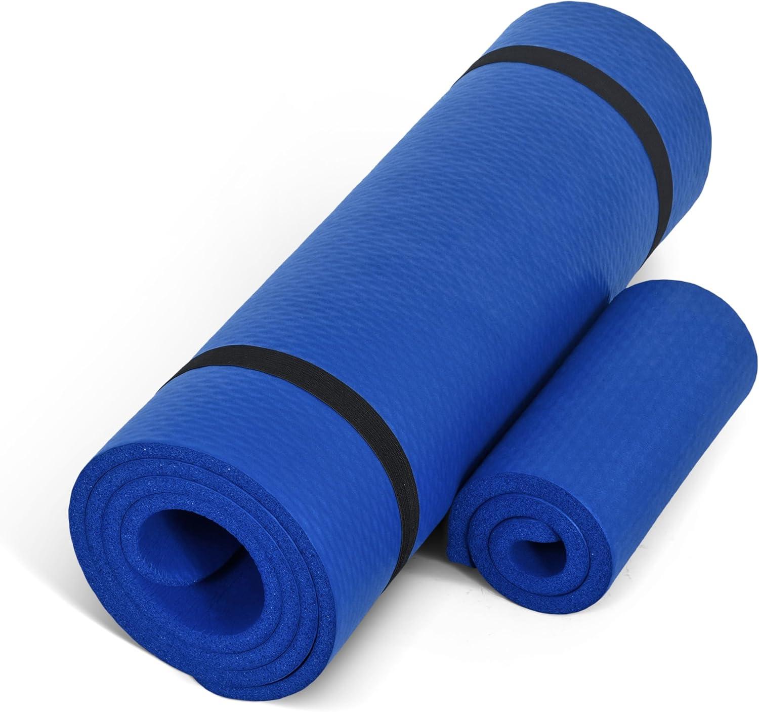 image:imageCAP Barbell 12Inch High Density Exercise Yoga Mat with Strap Multiple OptionsBlue