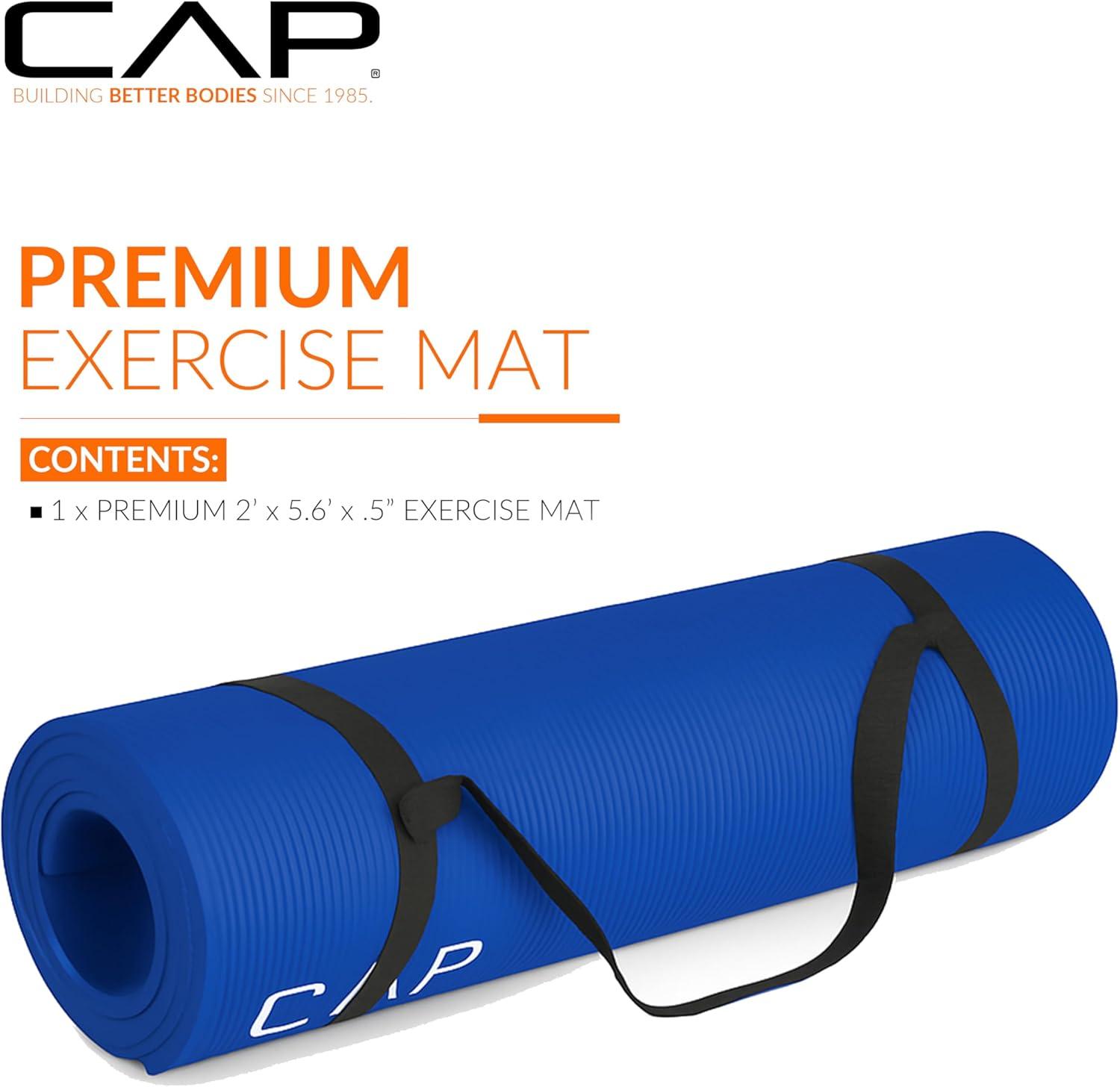 image:imageCAP Barbell 12Inch High Density Exercise Yoga Mat with Strap Multiple OptionsBlue