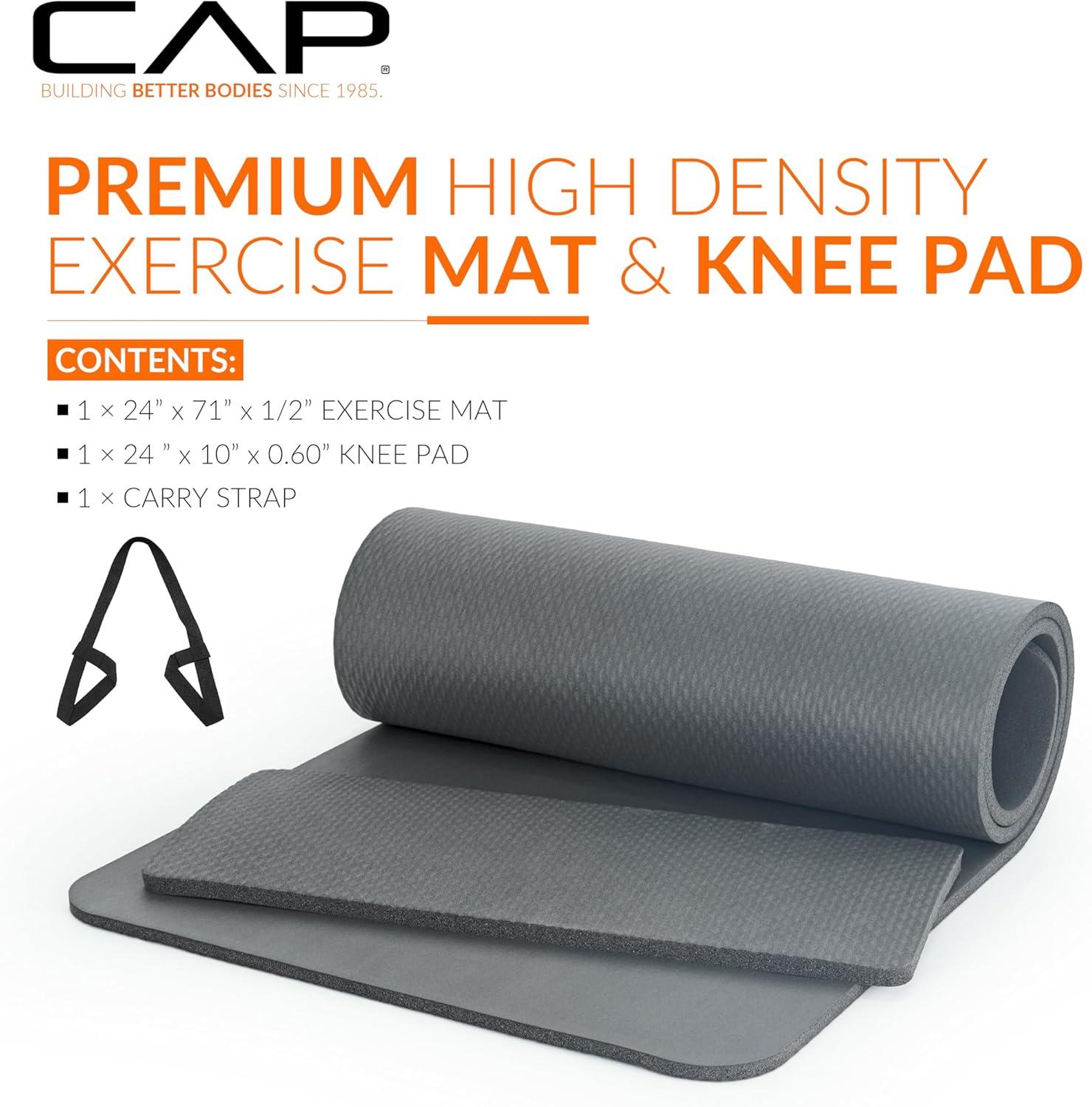 image:imageCAP Barbell 12Inch High Density Exercise Yoga Mat with Strap Multiple OptionsGray