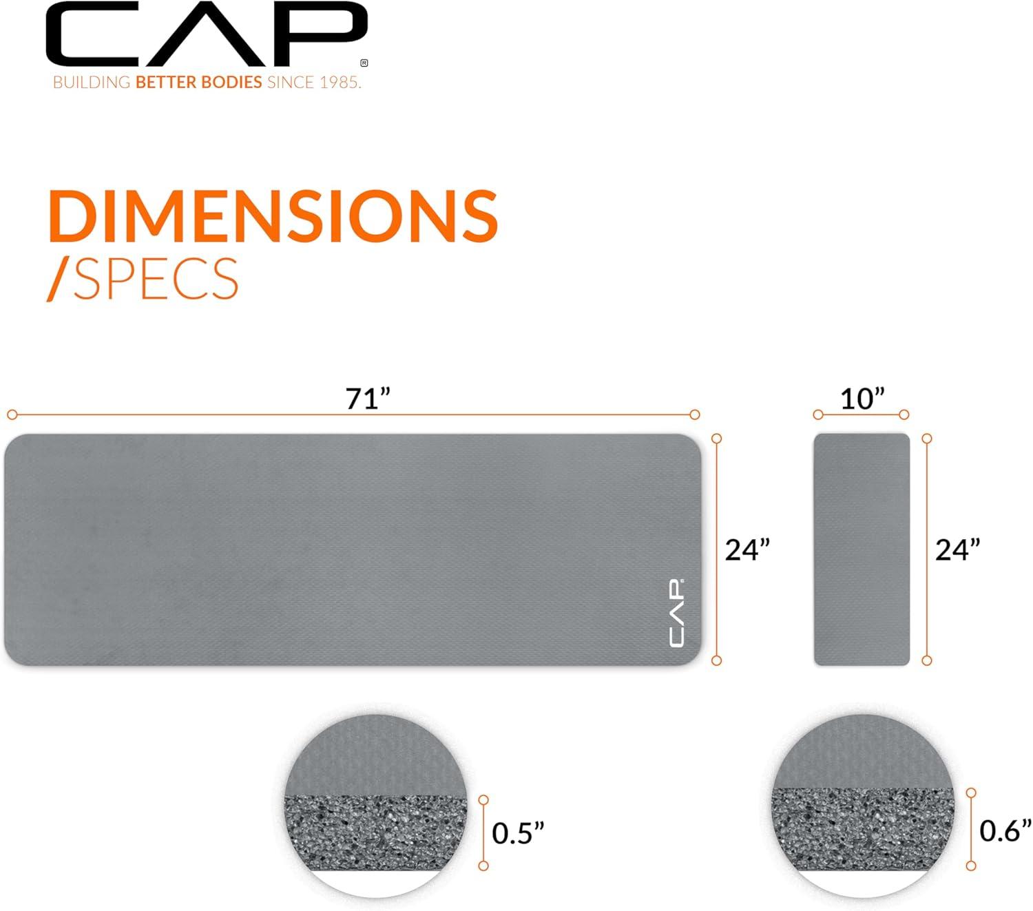 image:imageCAP Barbell 12Inch High Density Exercise Yoga Mat with Strap Multiple OptionsGray