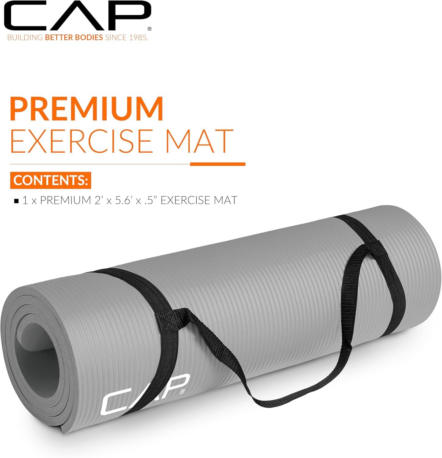 image:imageCAP Barbell 12Inch High Density Exercise Yoga Mat with Strap Multiple OptionsGray