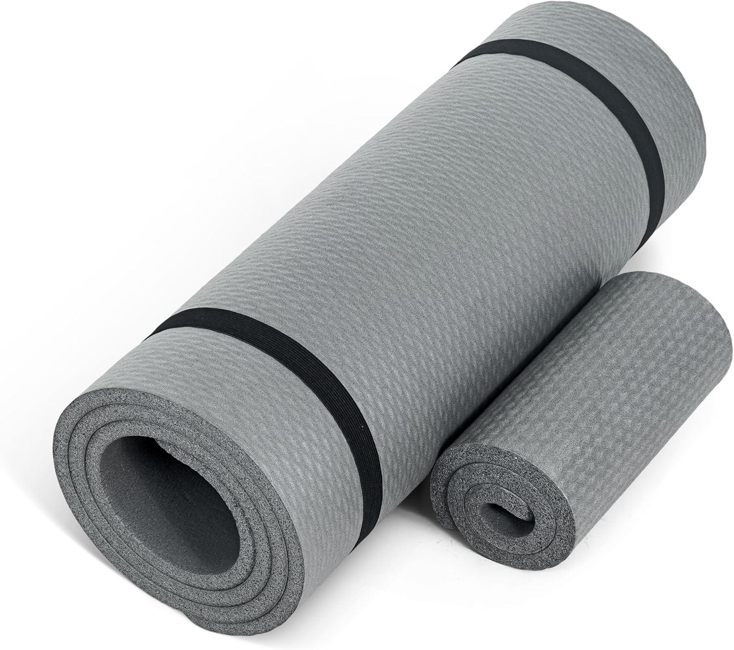 image:imageCAP Barbell 12Inch High Density Exercise Yoga Mat with Strap Multiple OptionsGray