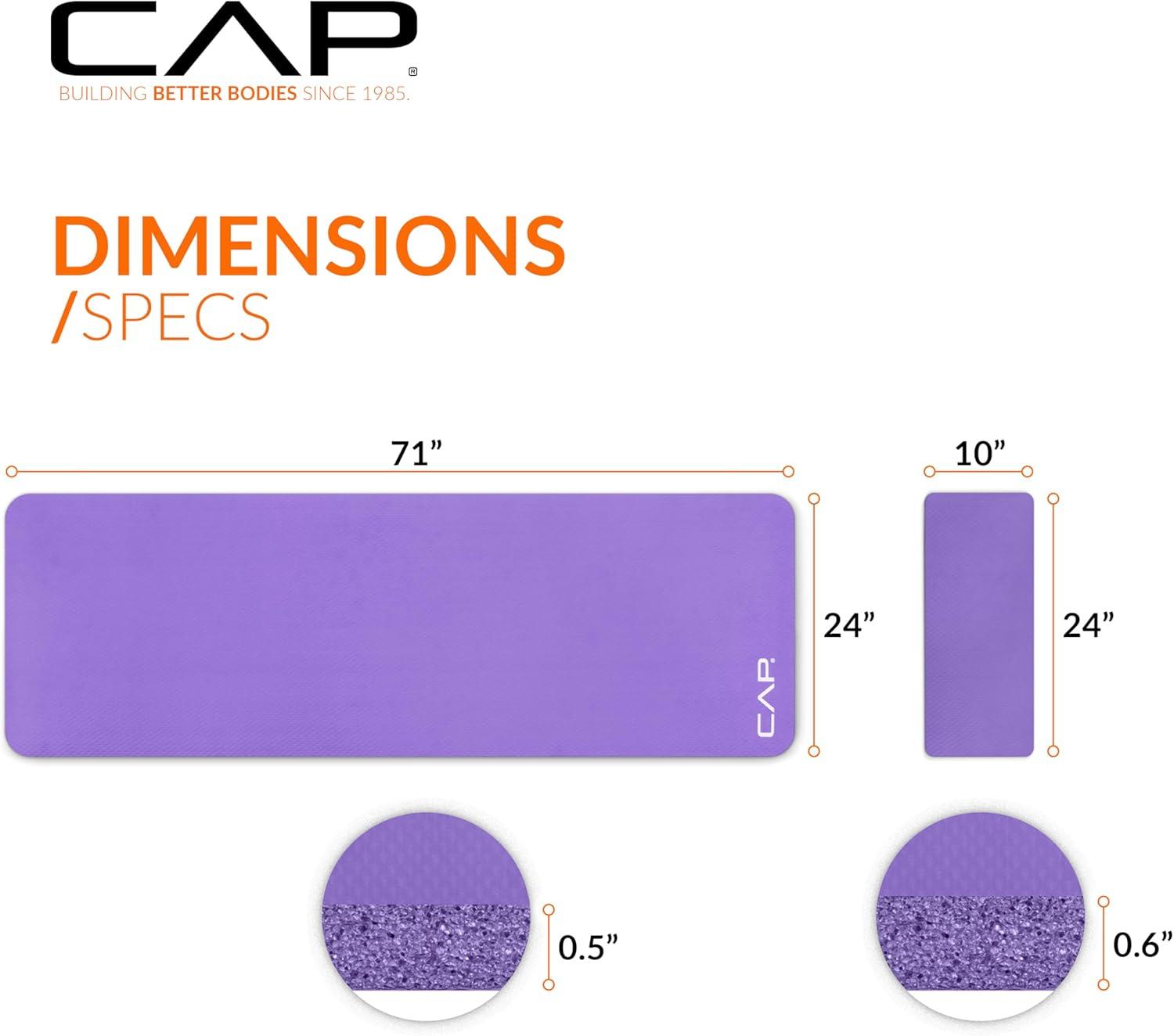 image:imageCAP Barbell 12Inch High Density Exercise Yoga Mat with Strap Multiple OptionsPurple