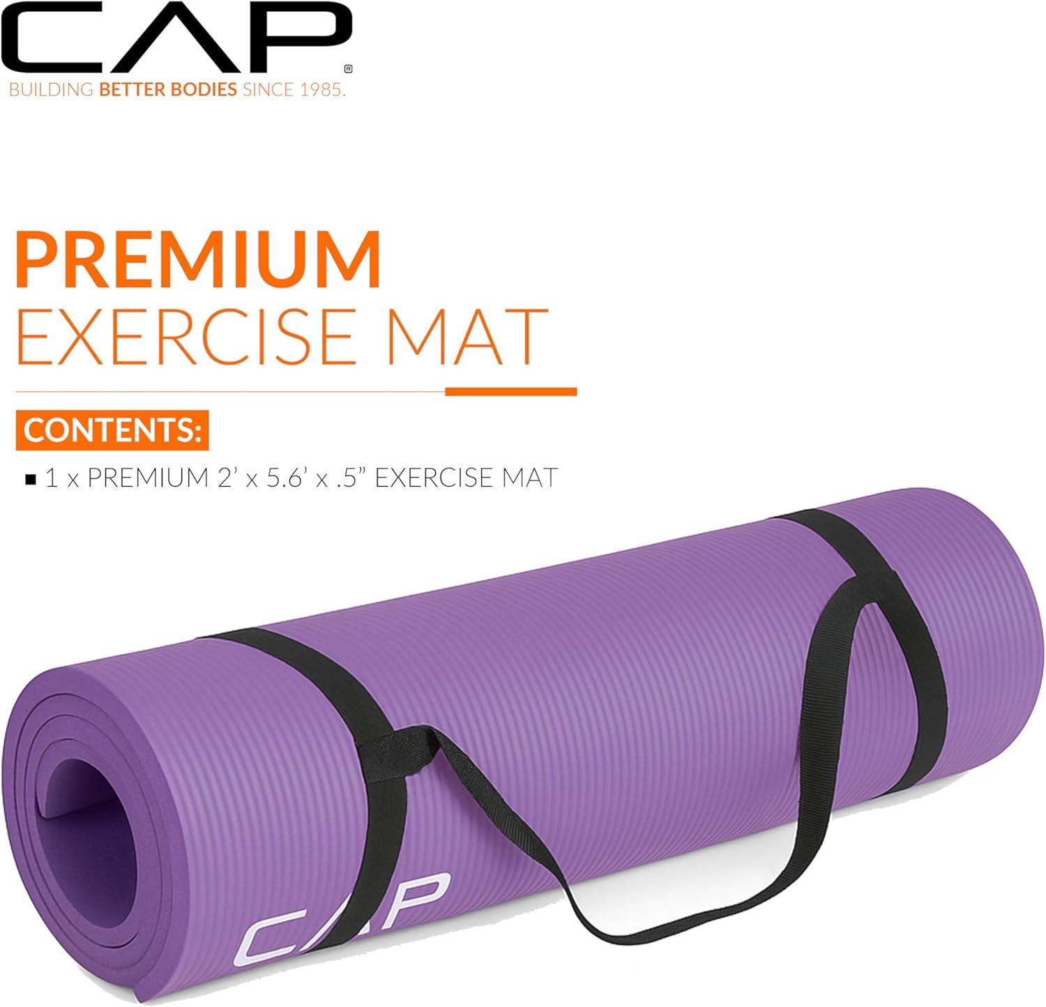 image:imageCAP Barbell 12Inch High Density Exercise Yoga Mat with Strap Multiple OptionsPurple
