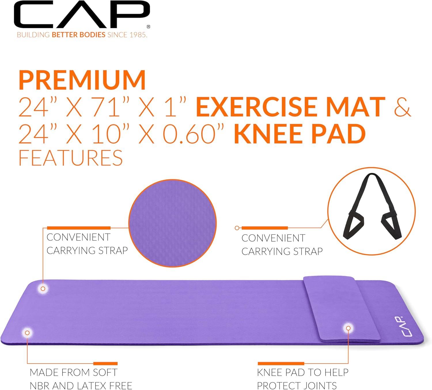 image:imageCAP Barbell 12Inch High Density Exercise Yoga Mat with Strap Multiple OptionsPurple