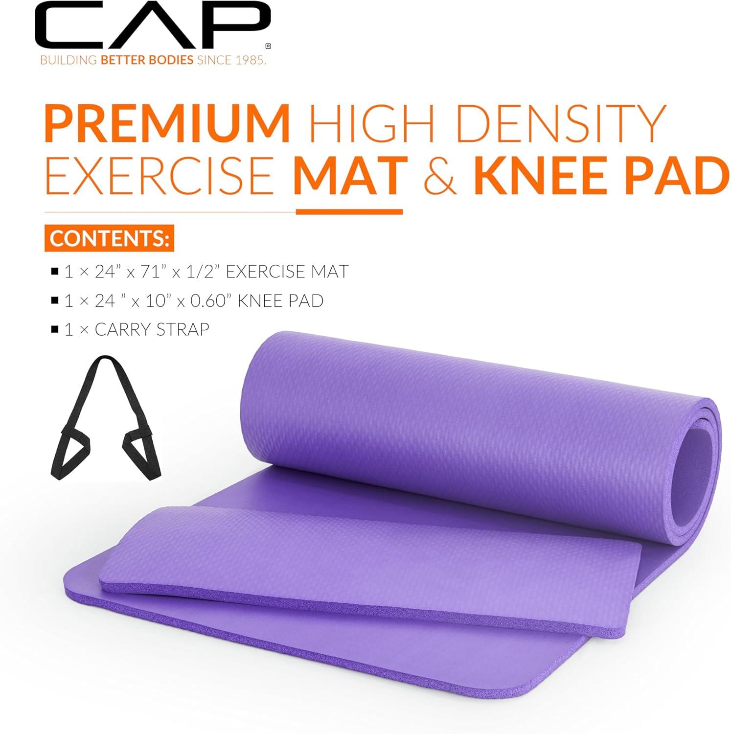 image:imageCAP Barbell 12Inch High Density Exercise Yoga Mat with Strap Multiple OptionsPurple