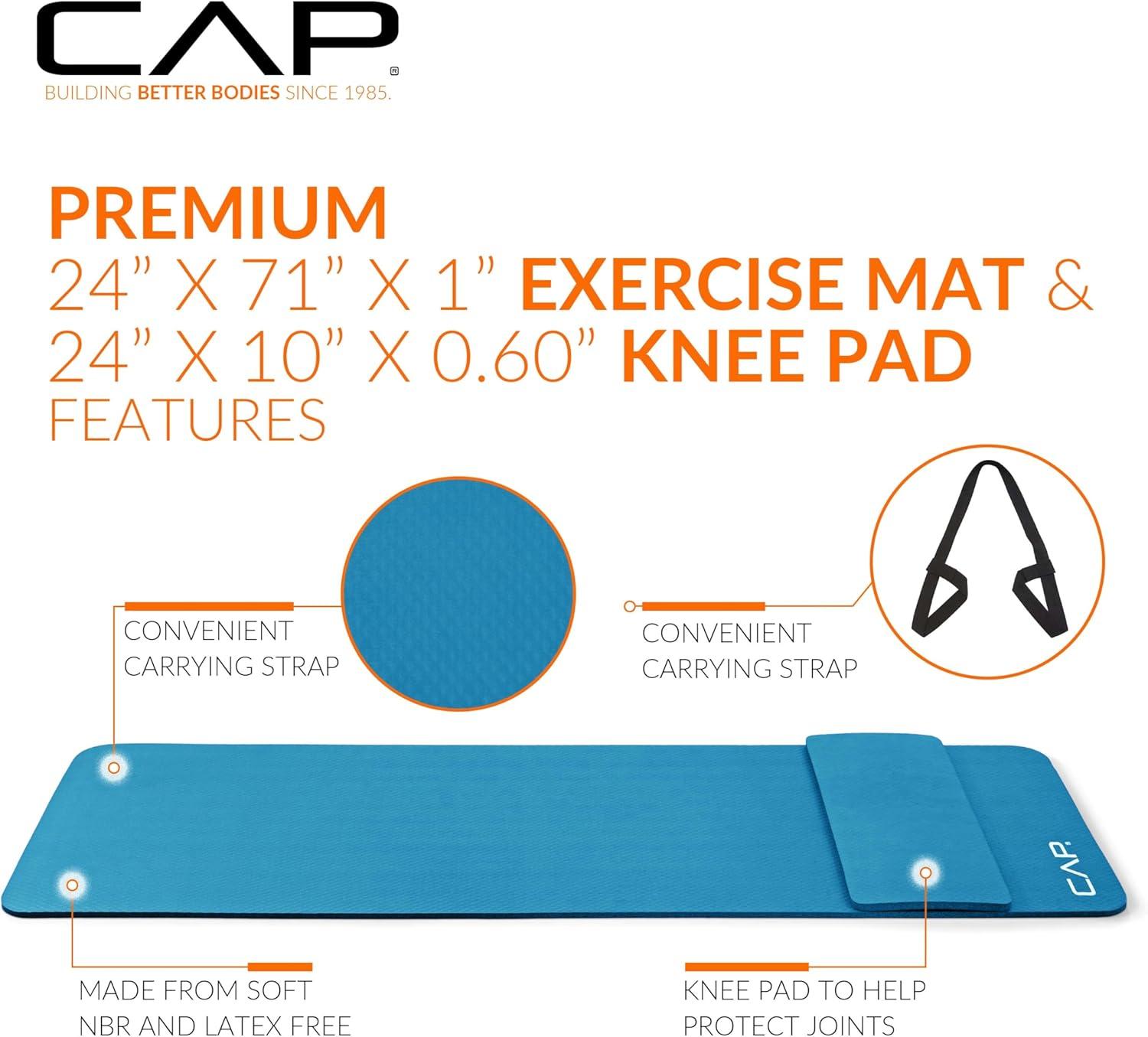 image:imageCAP Barbell 12Inch High Density Exercise Yoga Mat with Strap Multiple OptionsTeal