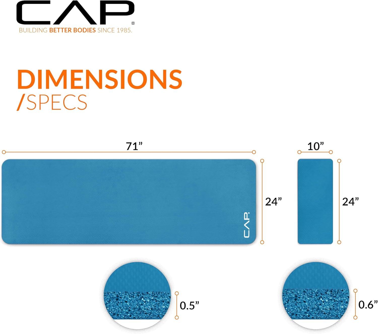 image:imageCAP Barbell 12Inch High Density Exercise Yoga Mat with Strap Multiple OptionsTeal
