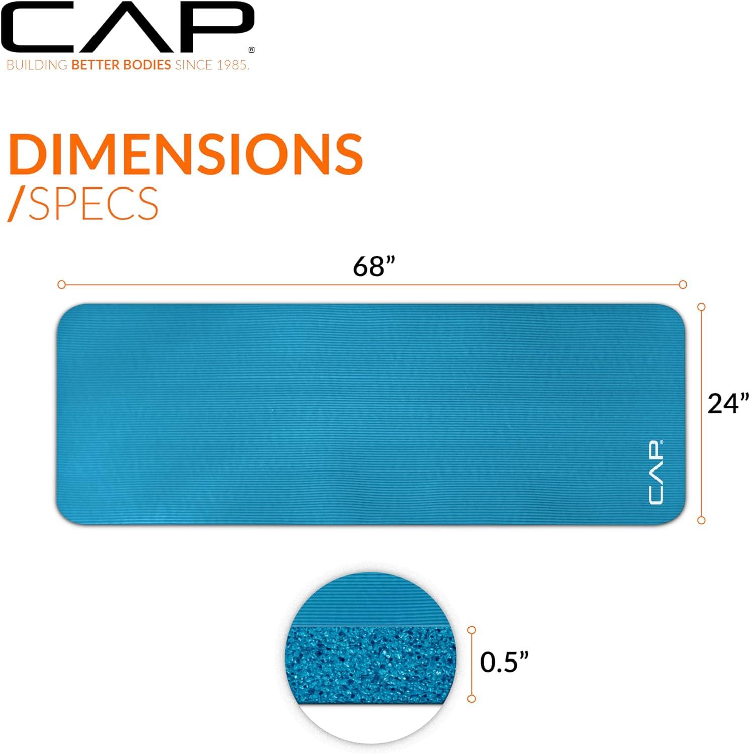 image:imageCAP Barbell 12Inch High Density Exercise Yoga Mat with Strap Multiple OptionsTeal