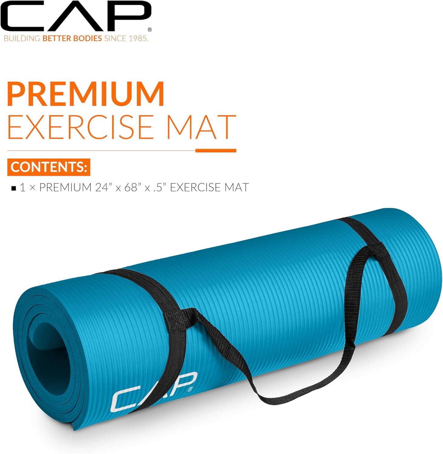 image:imageCAP Barbell 12Inch High Density Exercise Yoga Mat with Strap Multiple OptionsTeal